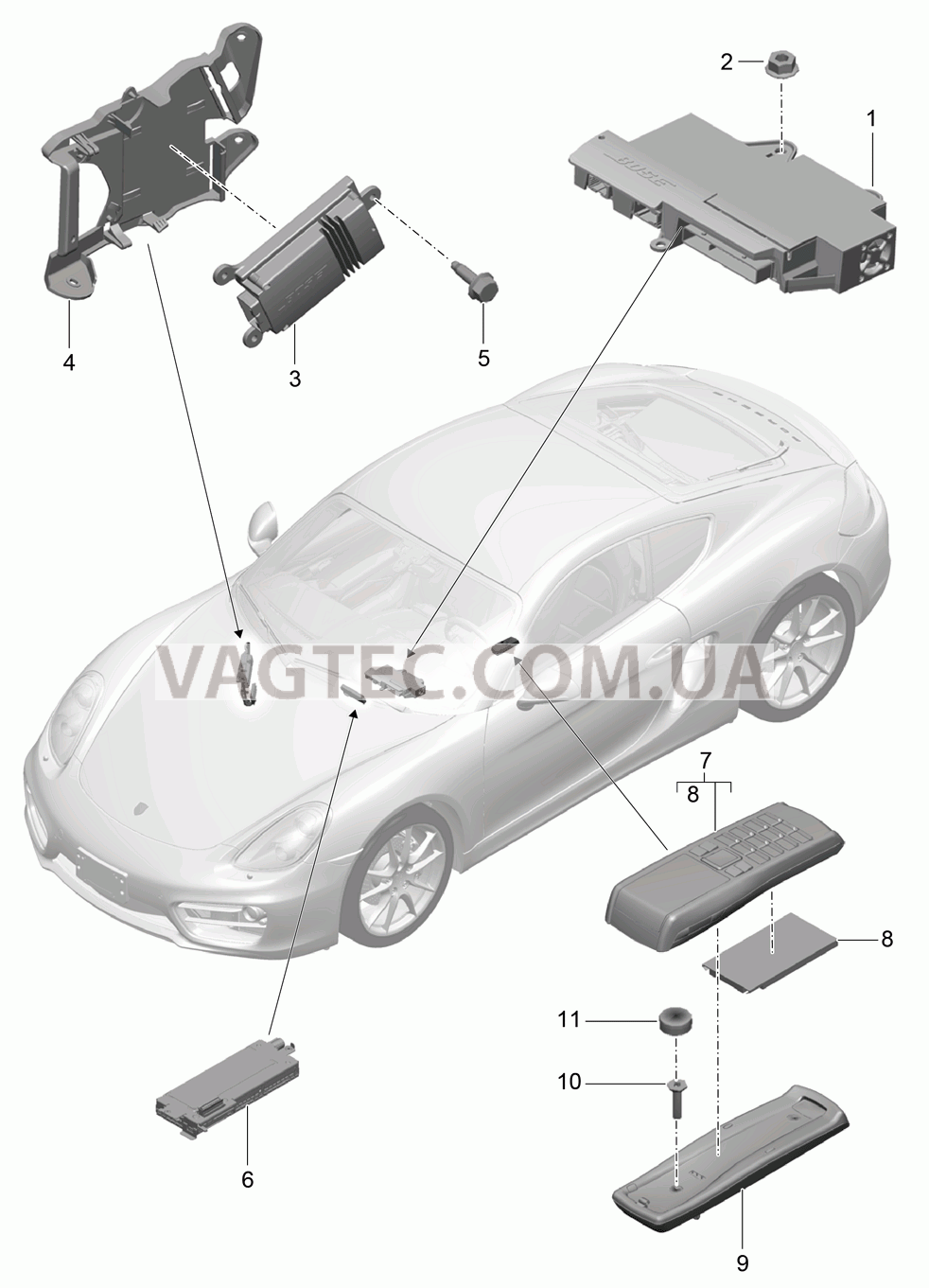 911-010 Усилитель, Телефон для PORSCHE Cayman 2014-2016