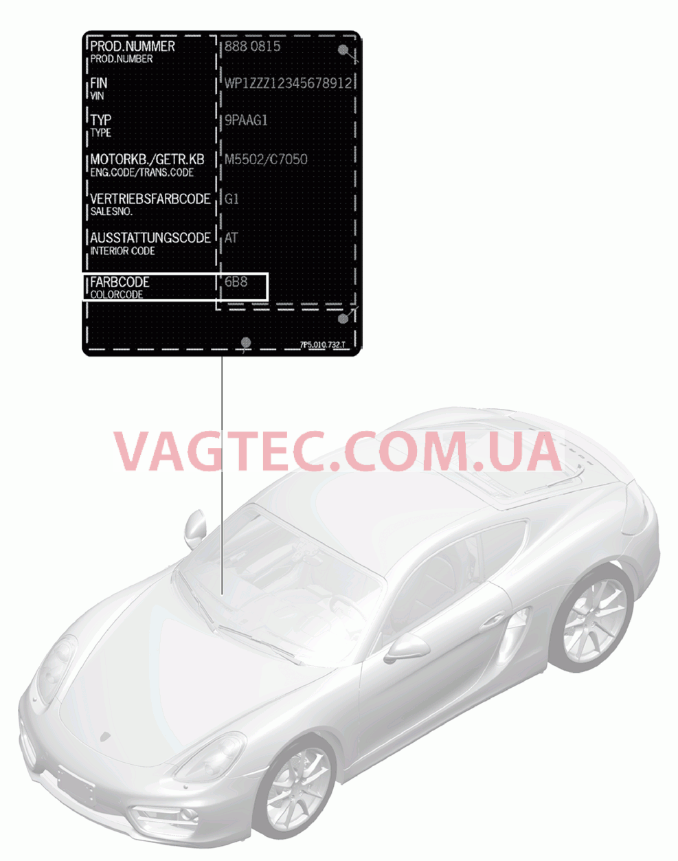 004-000 Лакировочный карандаш, Лакокрасочные покрытия для PORSCHE Cayman 2014-2016