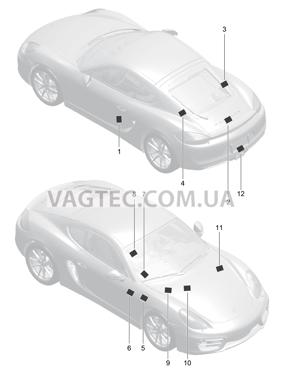 001-005 Наклейки для PORSCHE Cayman 2014-2016