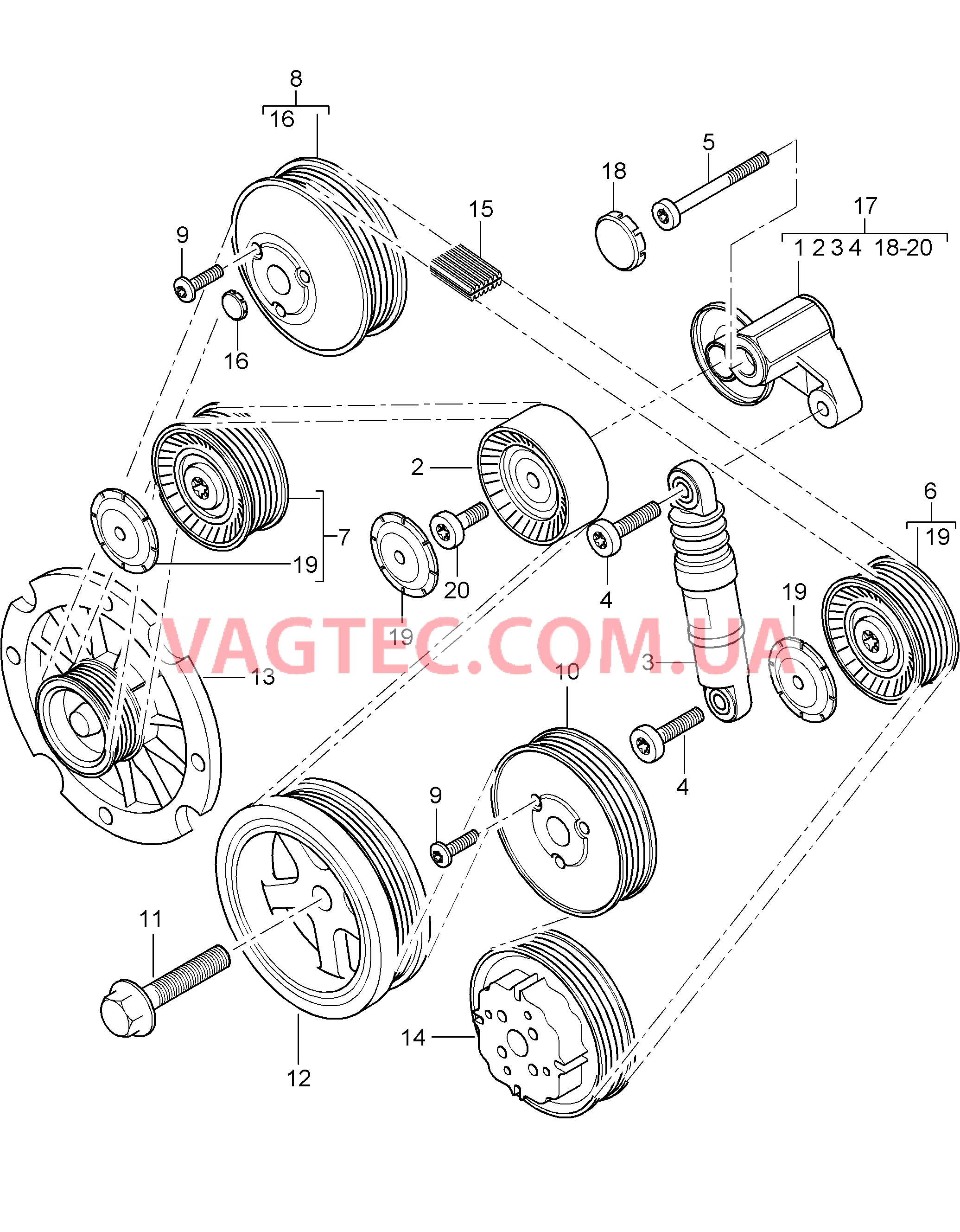 101-010 Натяжитель ремня, Ременный привод
						
						M48.00/50 для PORSCHE Cayenne 2003-2006USA