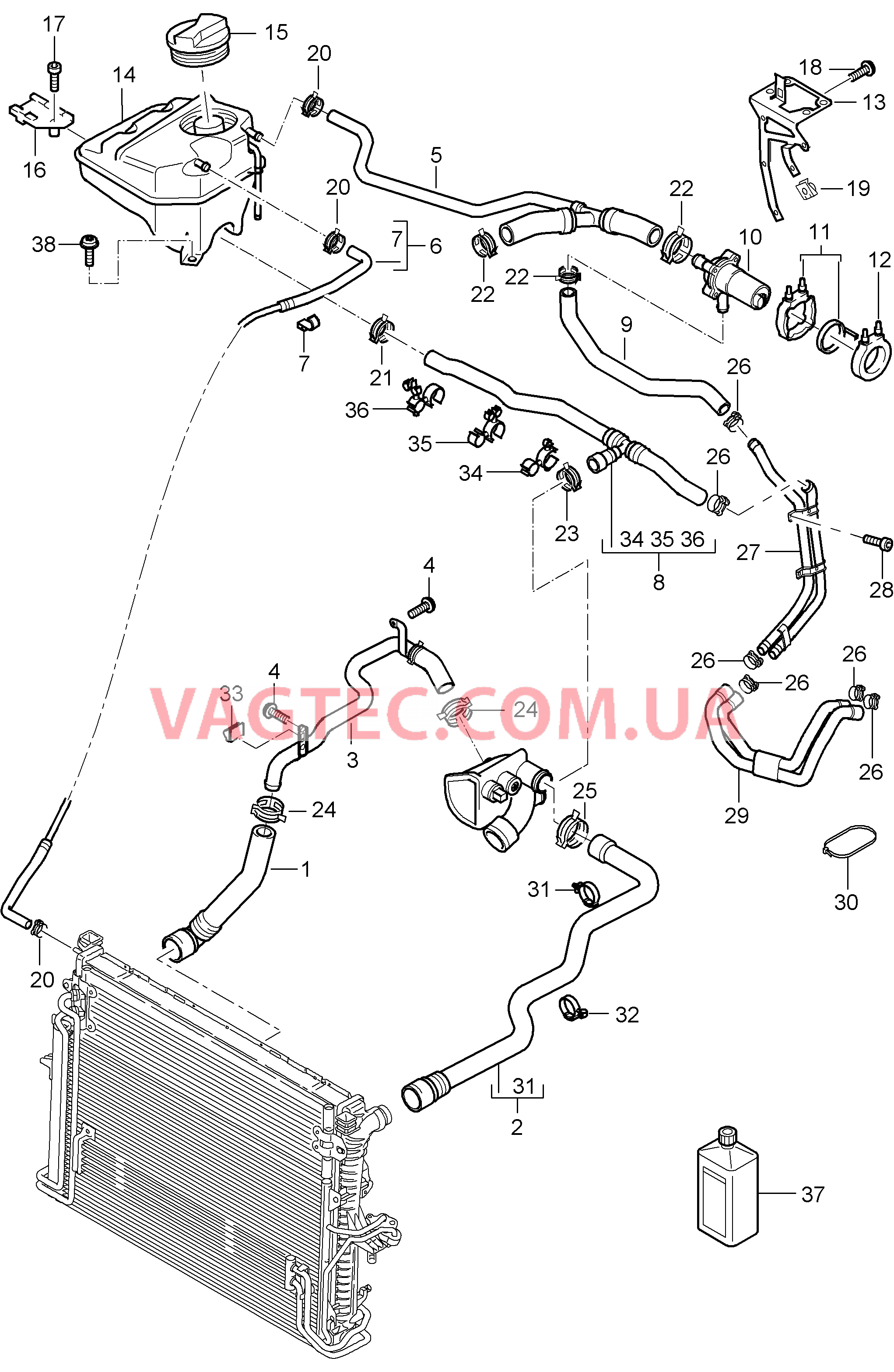 105-027 Водяное охлаждение 4, Водяной резервуар, с, Дополнительный отопитель
						
						ID9J, I7VE/7VL для PORSCHE Cayenne 2003-2006