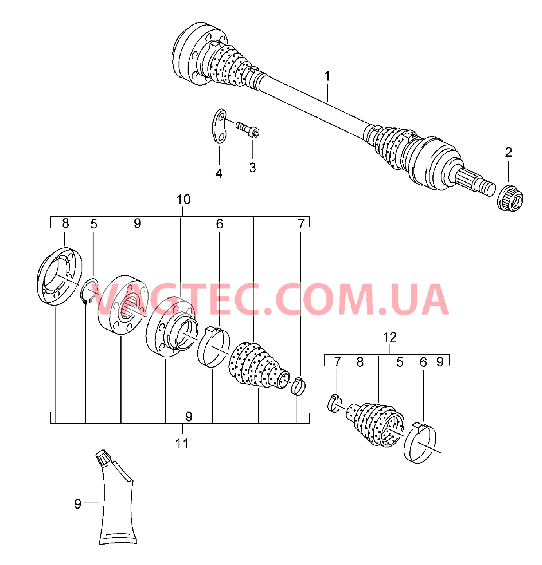 501-010 Шарнирный вал для PORSCHE Cayenne 2003-2006