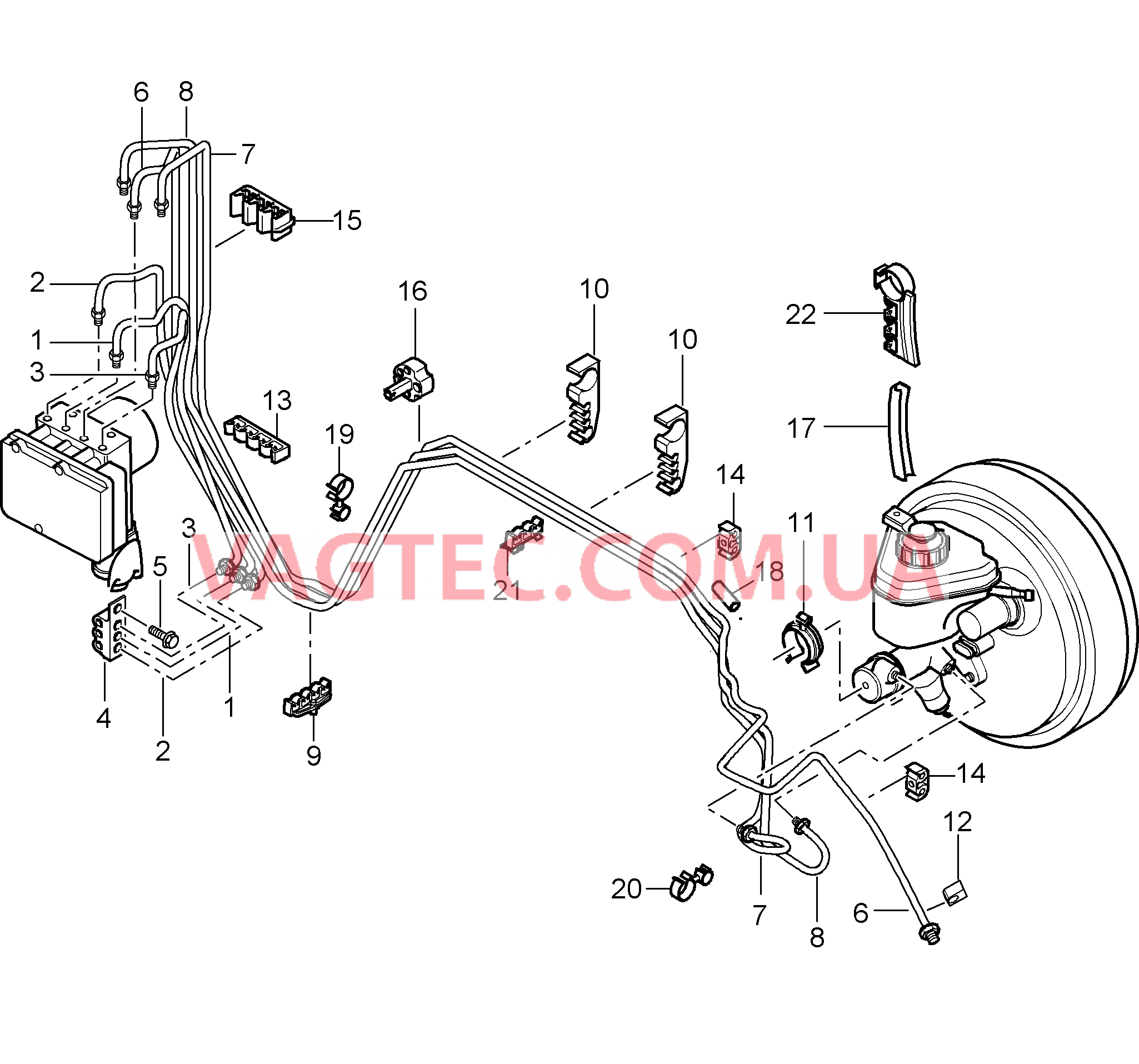 604-005 Тормозные магистрали, Передняя часть кузова для PORSCHE Cayenne 2003-2006USA