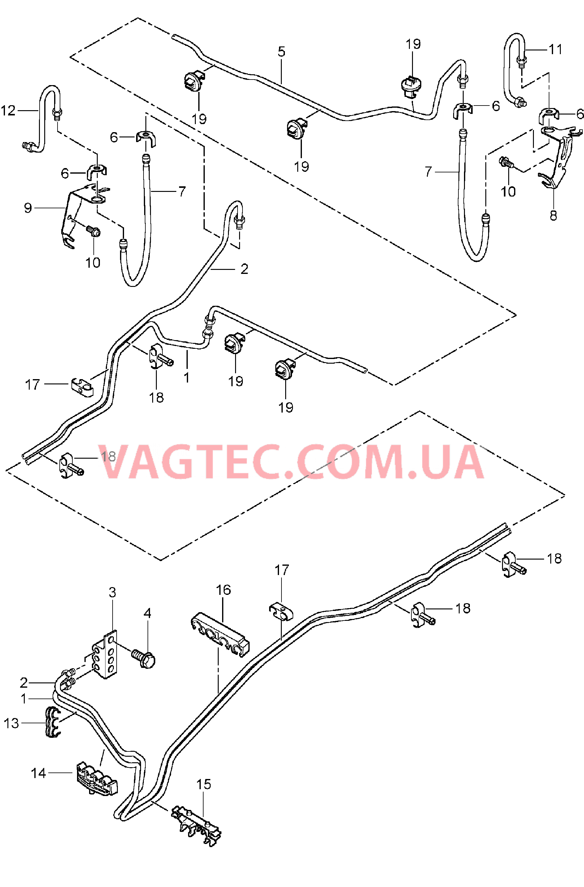 604-015 Тормозные магистрали, Днище кузова, Задняя ось для PORSCHE Cayenne 2003-2006USA