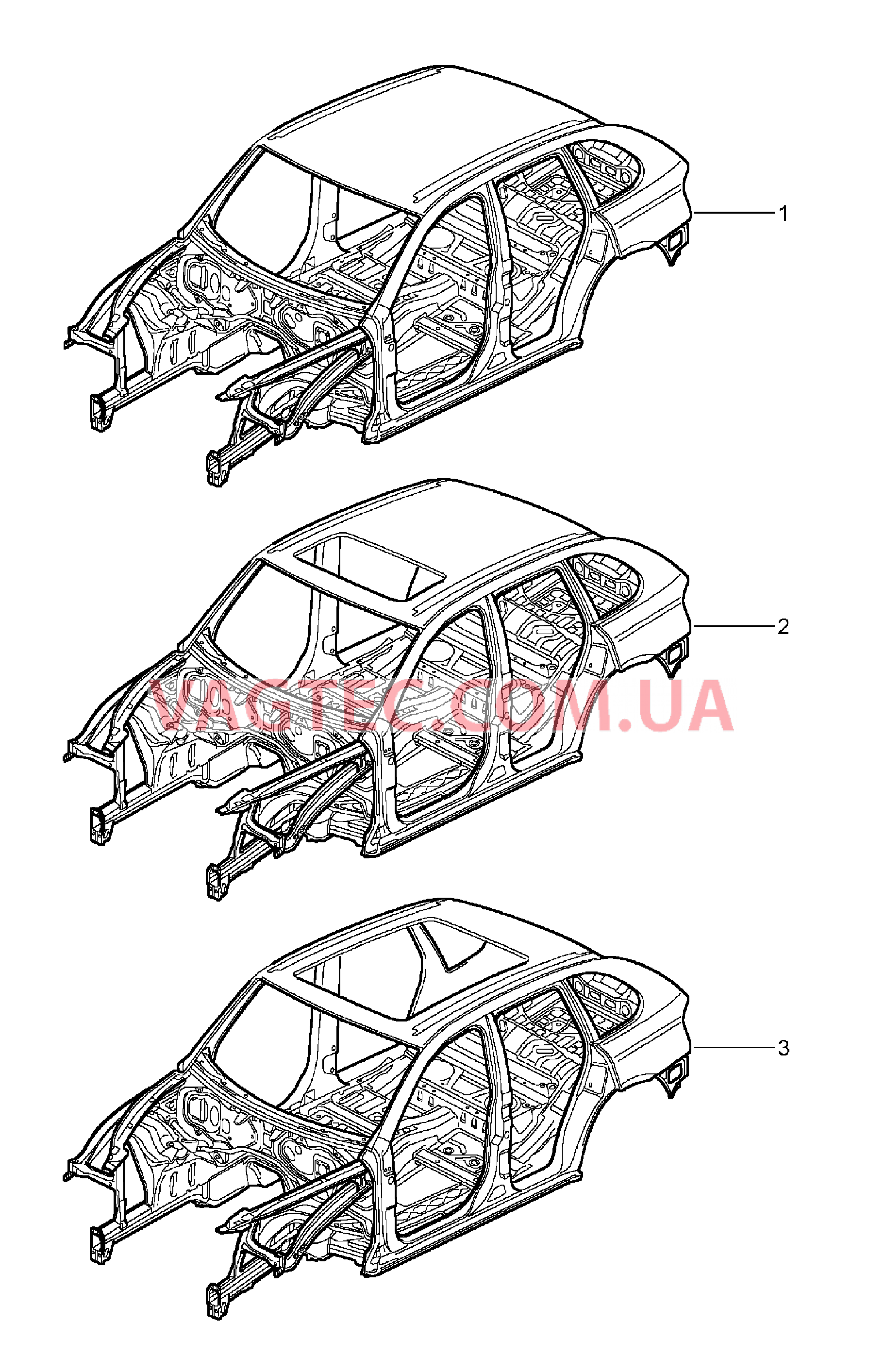 801-000 Силовая структура кузова для PORSCHE Cayenne 2003-2006USA