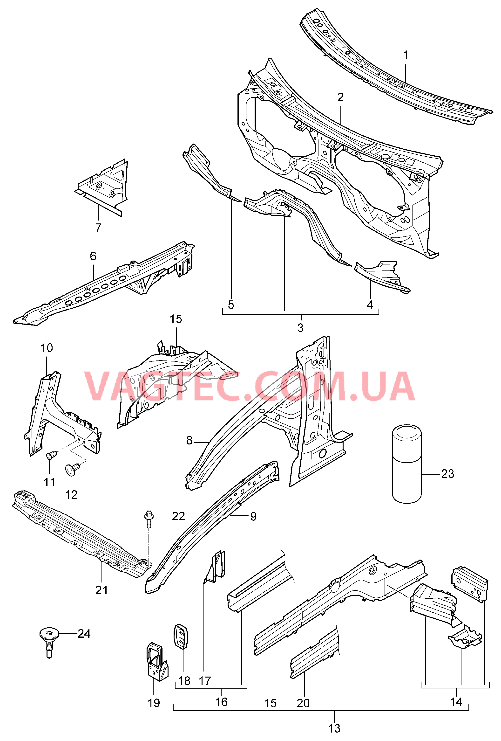 801-010 Передняя часть кузова, Отдельные детали для PORSCHE Cayenne 2003-2006