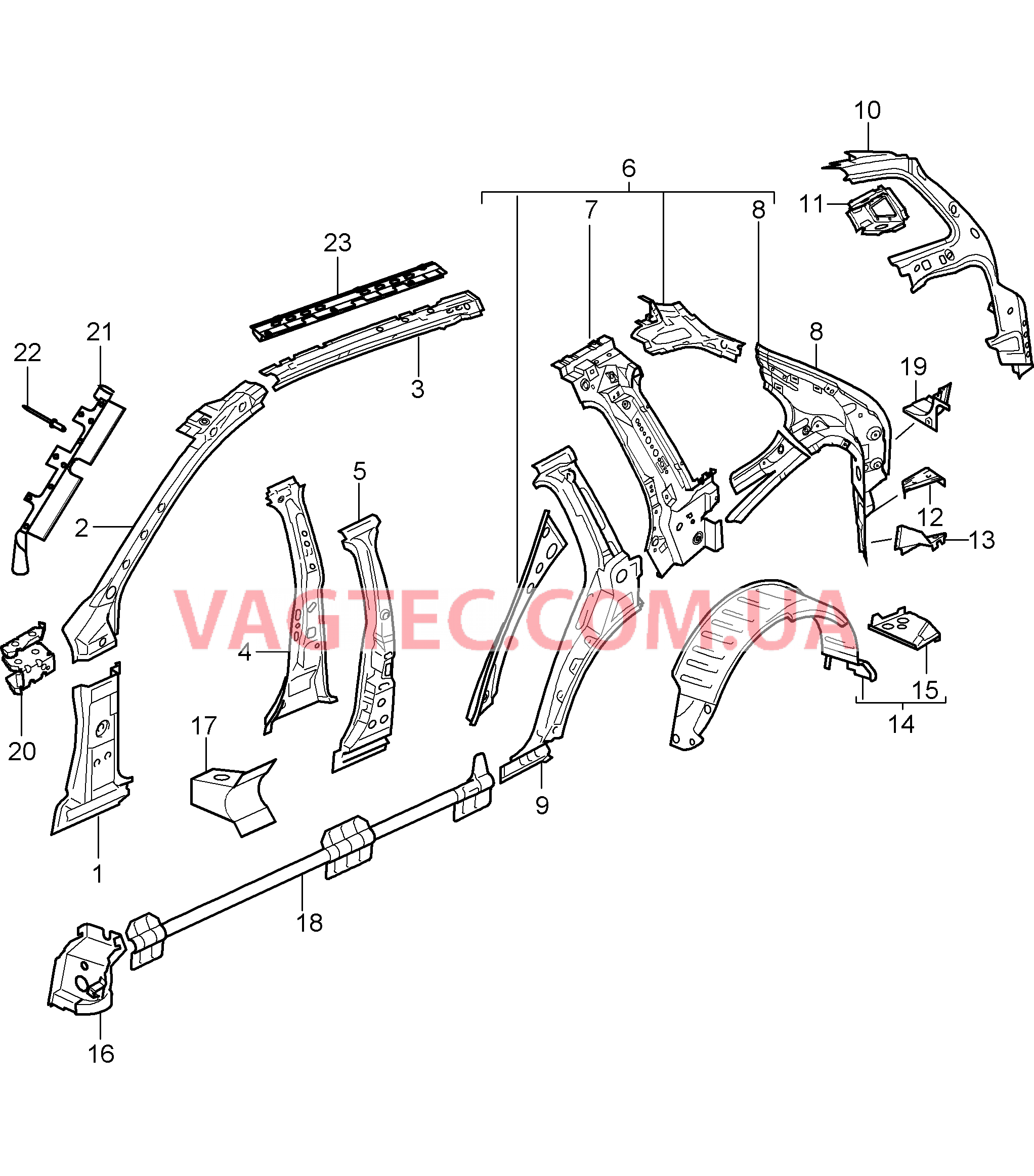 801-050 Боковая часть, внутренний для PORSCHE Cayenne 2003-2006