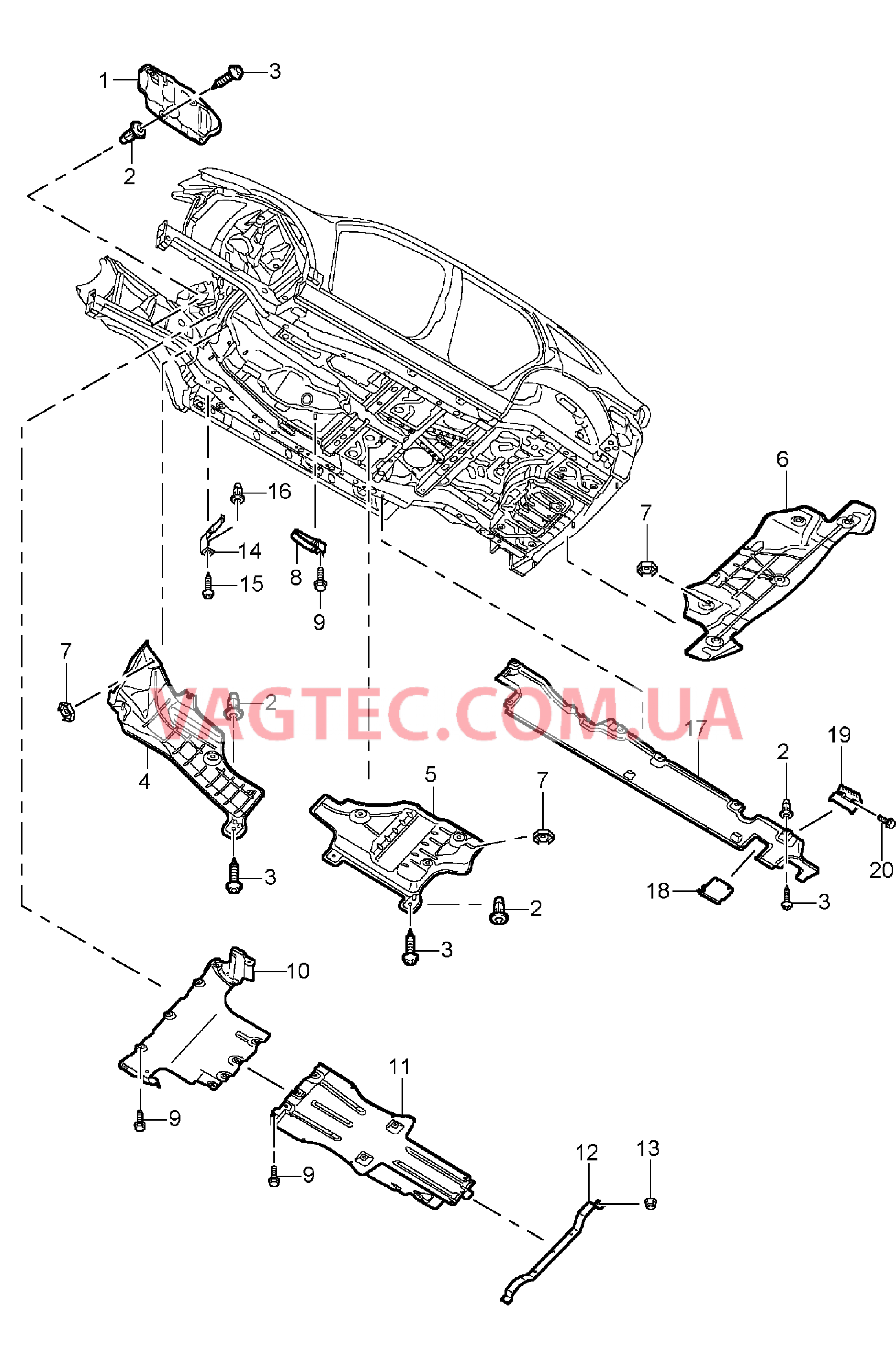 801-070 Обшивка, Днище кузова, Термоизоляция для PORSCHE Cayenne 2003-2006USA