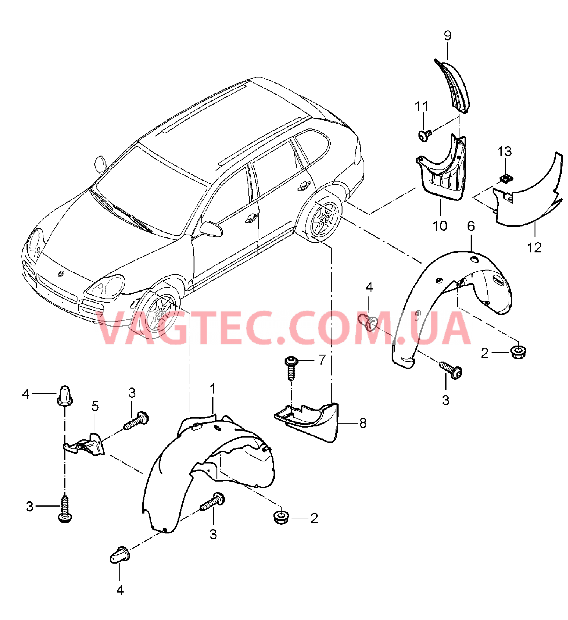 801-075 Обшивка, Колесная ниша для PORSCHE Cayenne 2003-2006USA