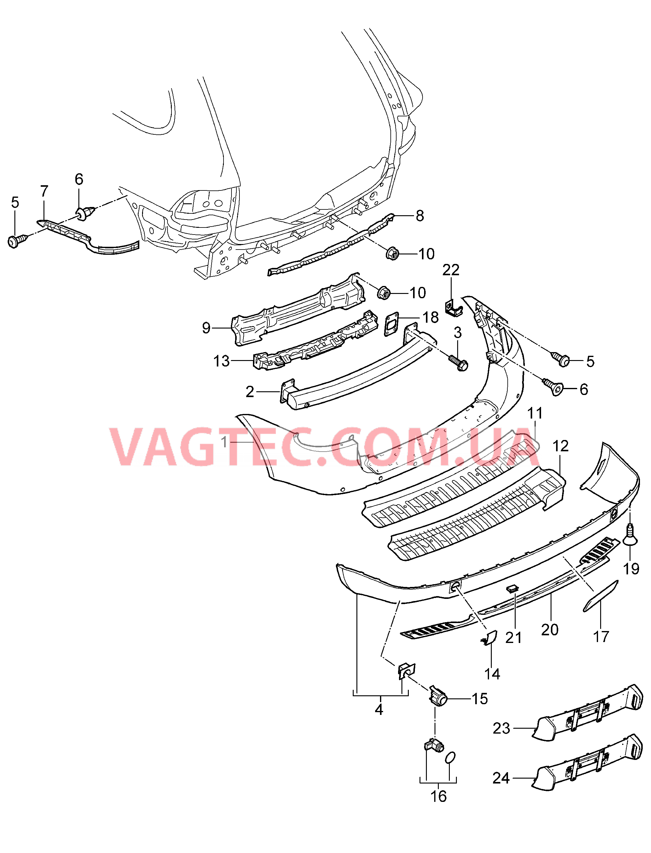 802-005 Обшивка, задний для PORSCHE Cayenne 2003-2006