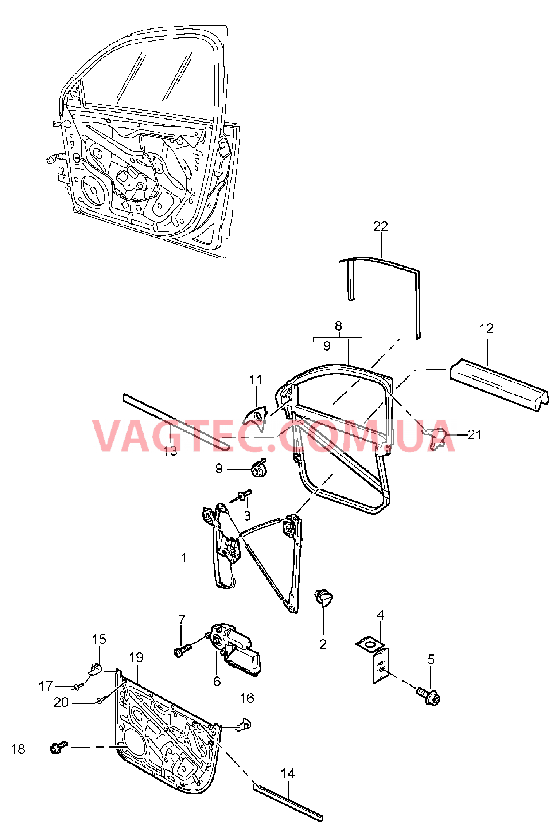 804-030 Стеклоподъемник, передний для PORSCHE Cayenne 2003-2006USA