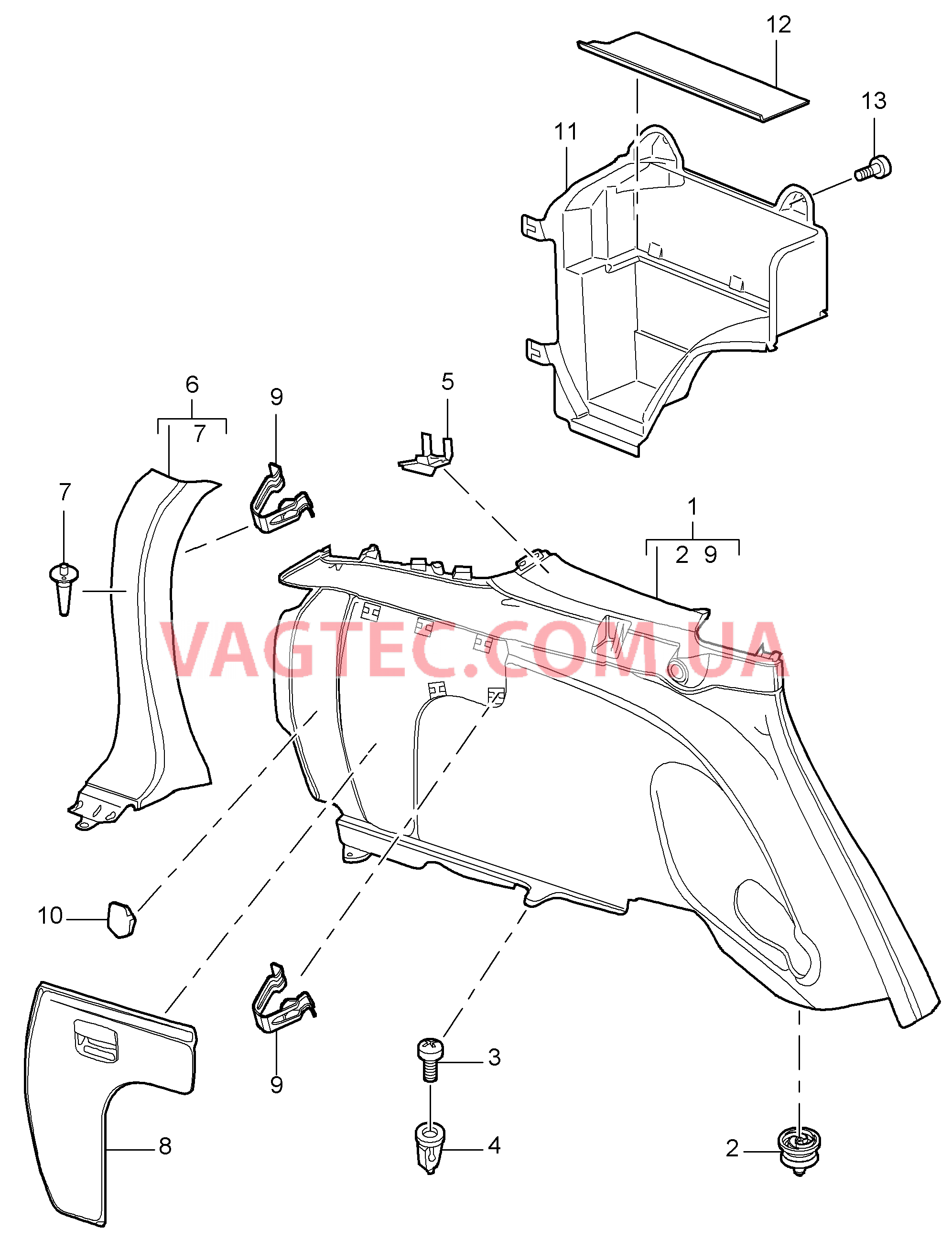 807-020 Обшивка бок.стенки, задний, Детали для PORSCHE Cayenne 2003-2006USA