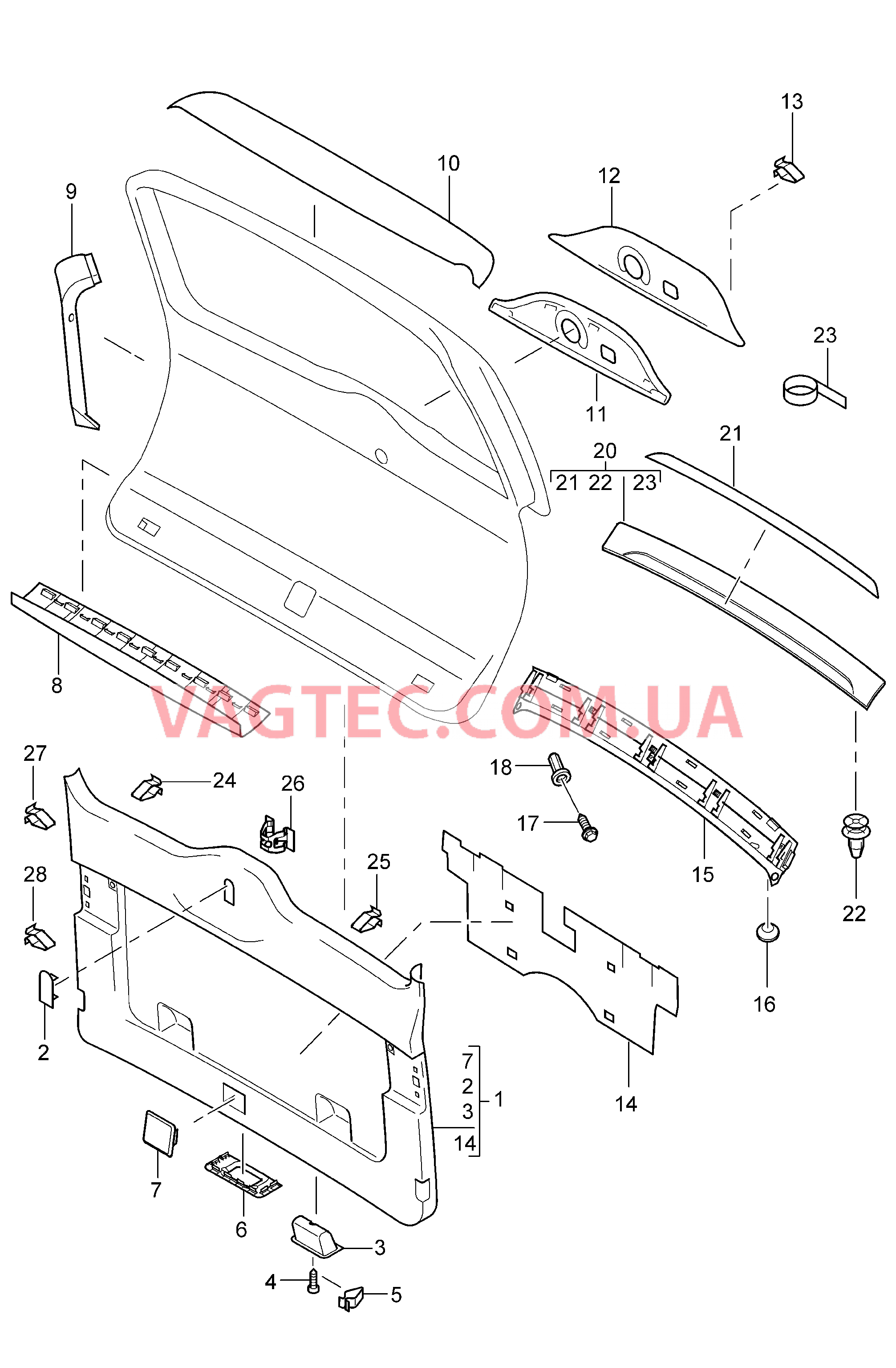 807-035 Обивки, Крышка багажн.отсека для PORSCHE Cayenne 2003-2006