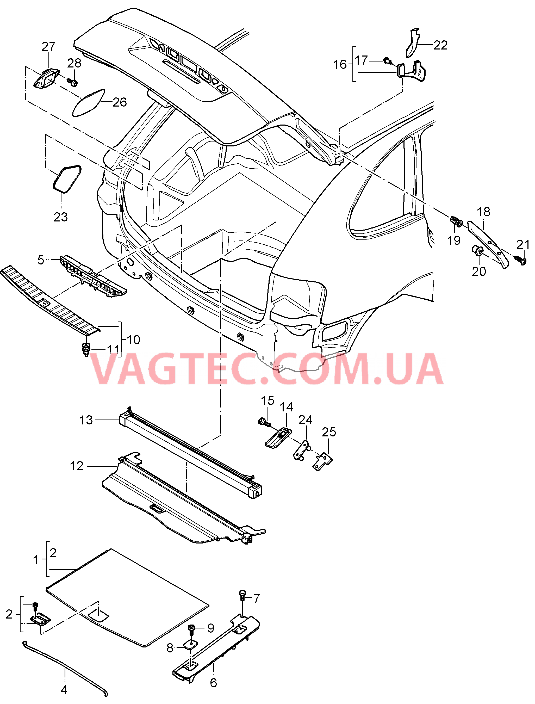 807-040 Обивки, Багажный отсек, Детали для PORSCHE Cayenne 2003-2006