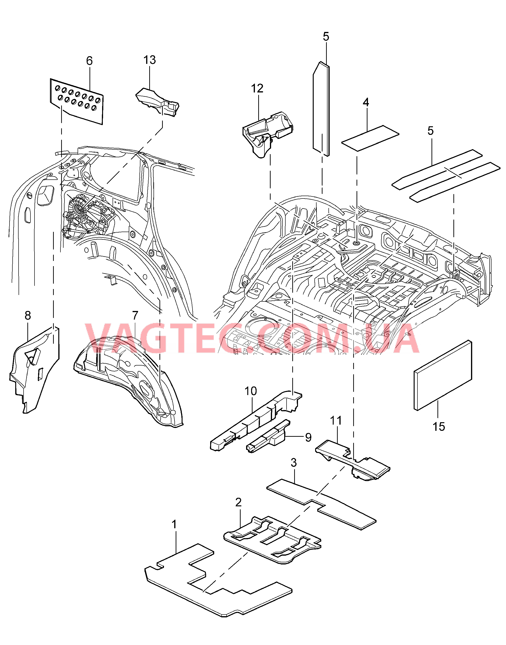 807-045 Звукоизоляция, Багажный отсек для PORSCHE Cayenne 2003-2006