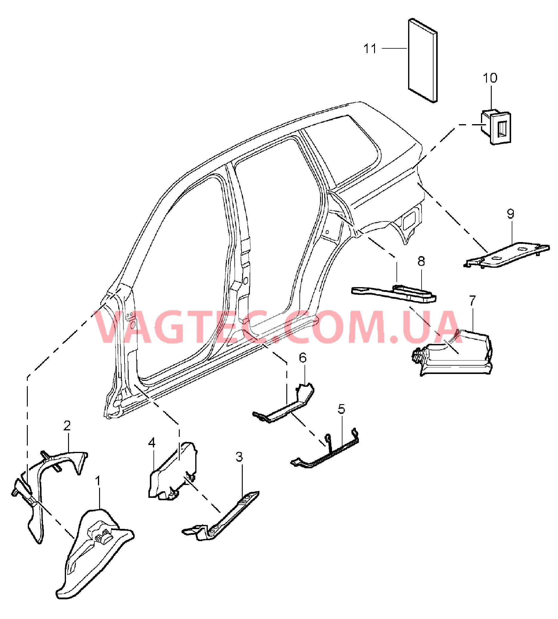 807-060 Звукоизоляция, Стойка А, до, Стойка D для PORSCHE Cayenne 2003-2006