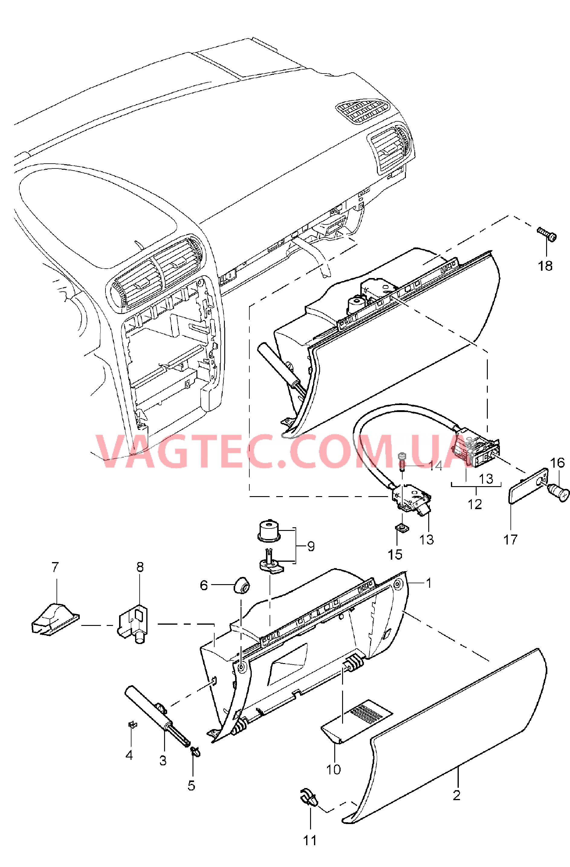 809-010 Перчаточный ящик для PORSCHE Cayenne 2003-2006