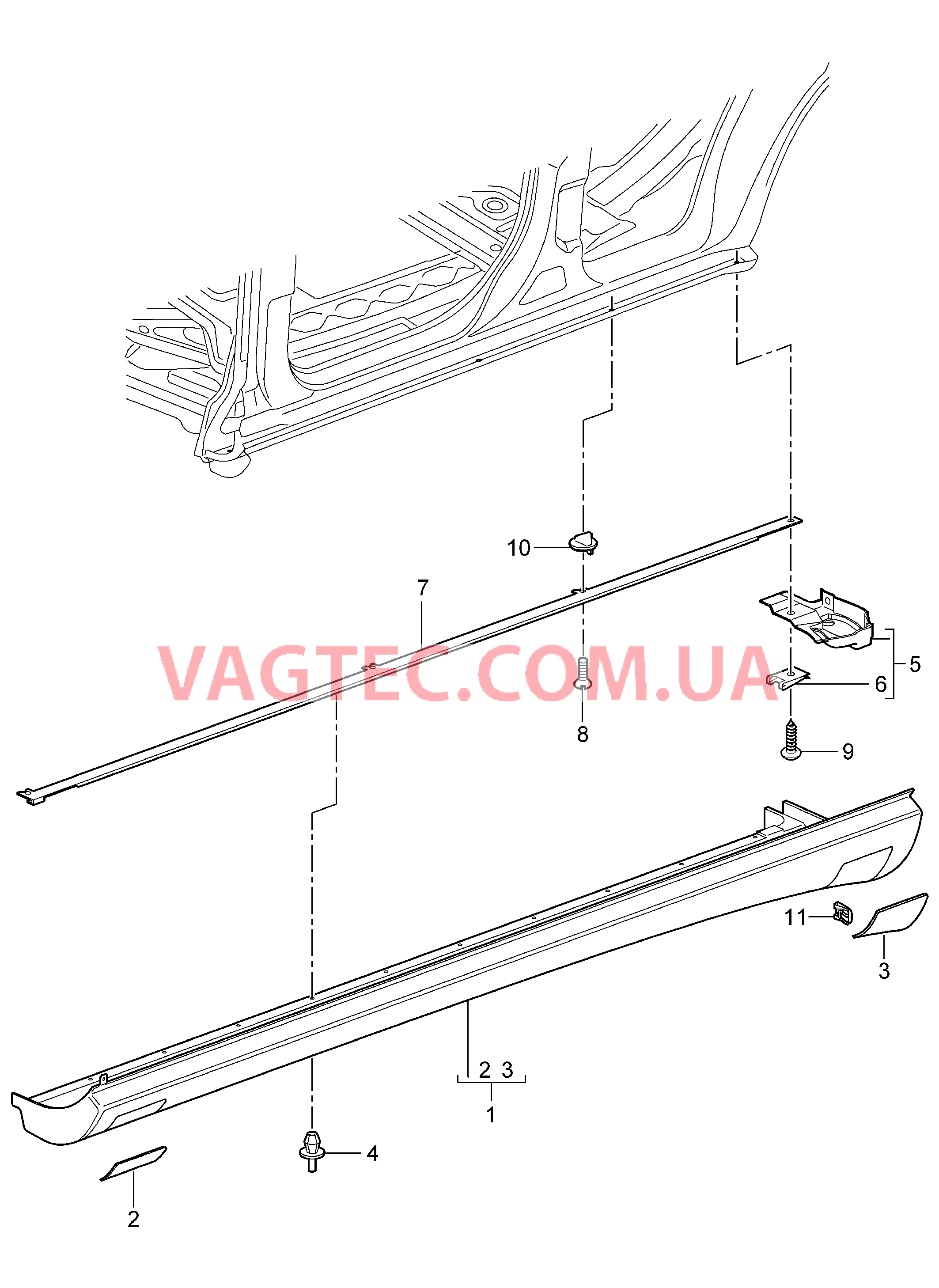 810-011 Обивки, Детали, Порог для PORSCHE Cayenne 2003-2006USA