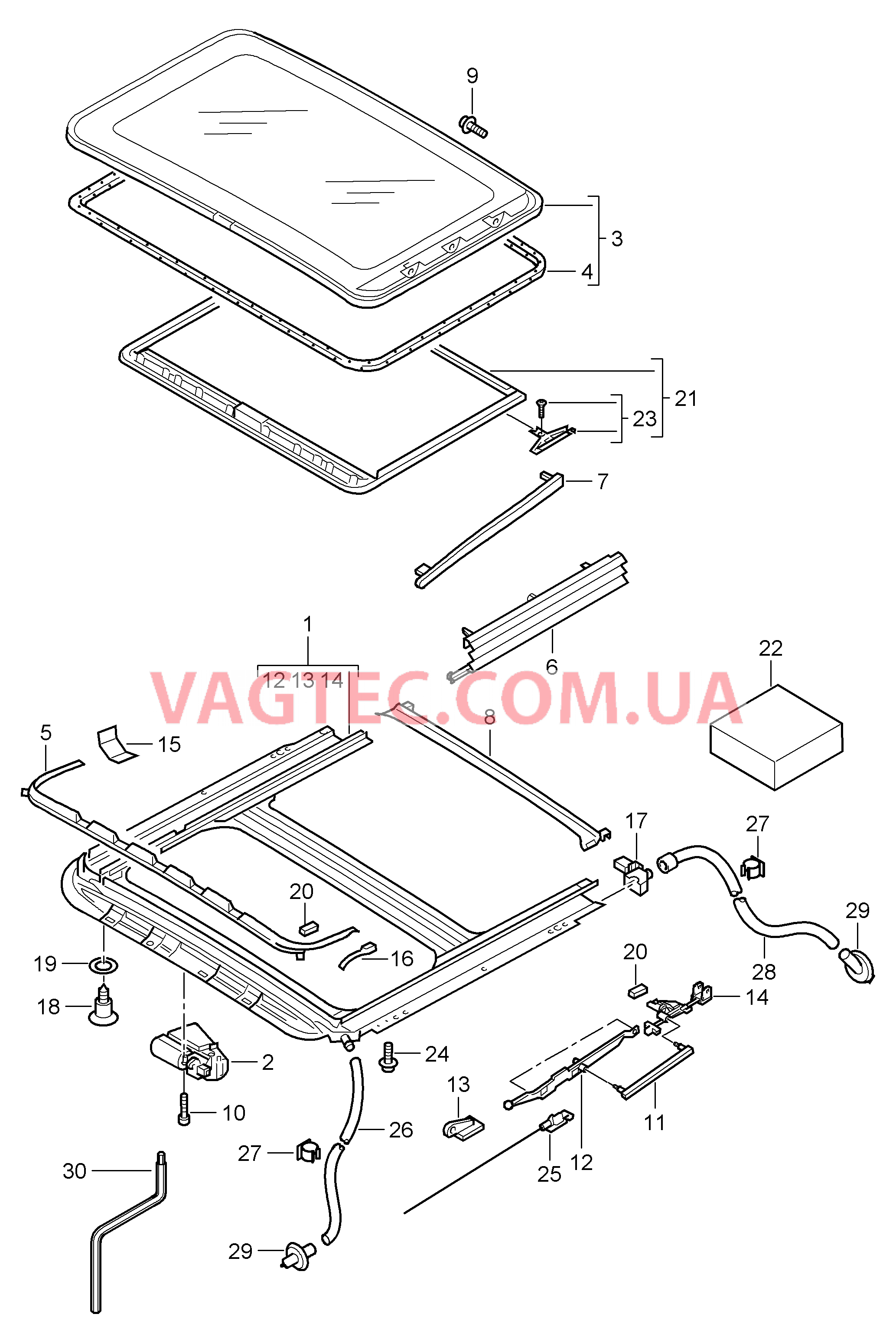 811-000 Сдвижн.крыша для PORSCHE Cayenne 2003-2006