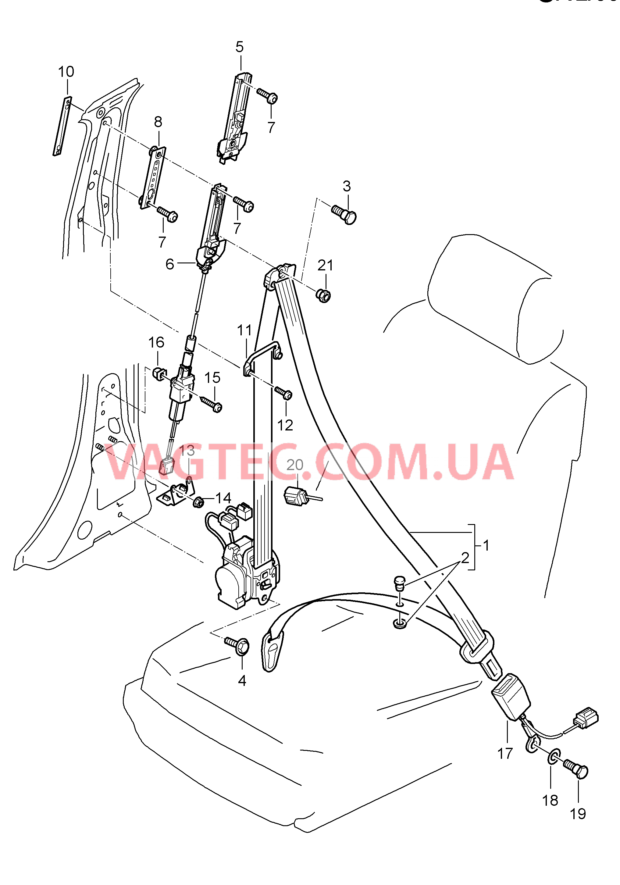 812-000 Ремень безопасности, передний для PORSCHE Cayenne 2003-2006