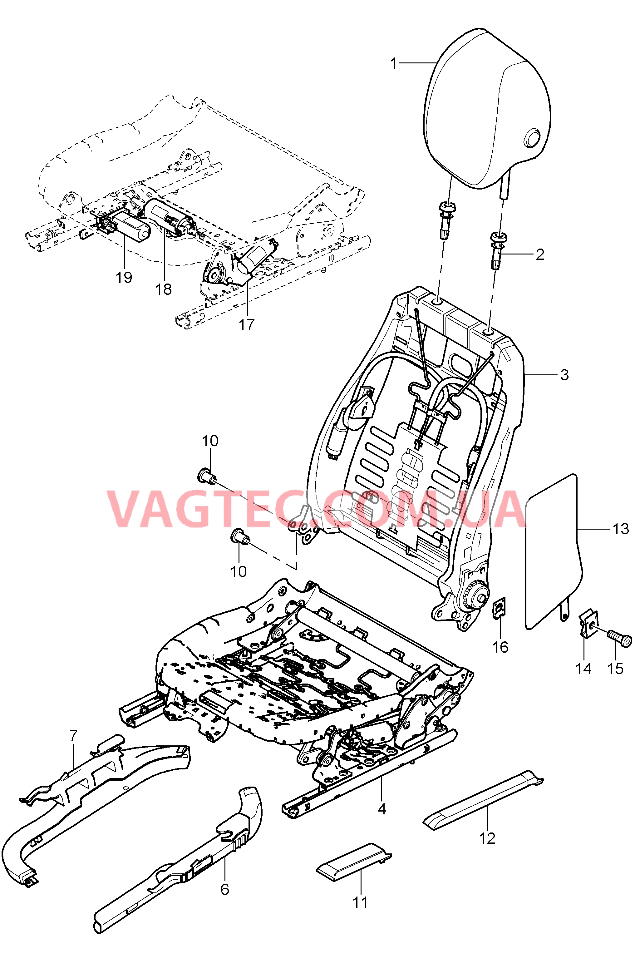 817-020 Каркас спинки, Каркас сиденья для PORSCHE Cayenne 2003-2006USA