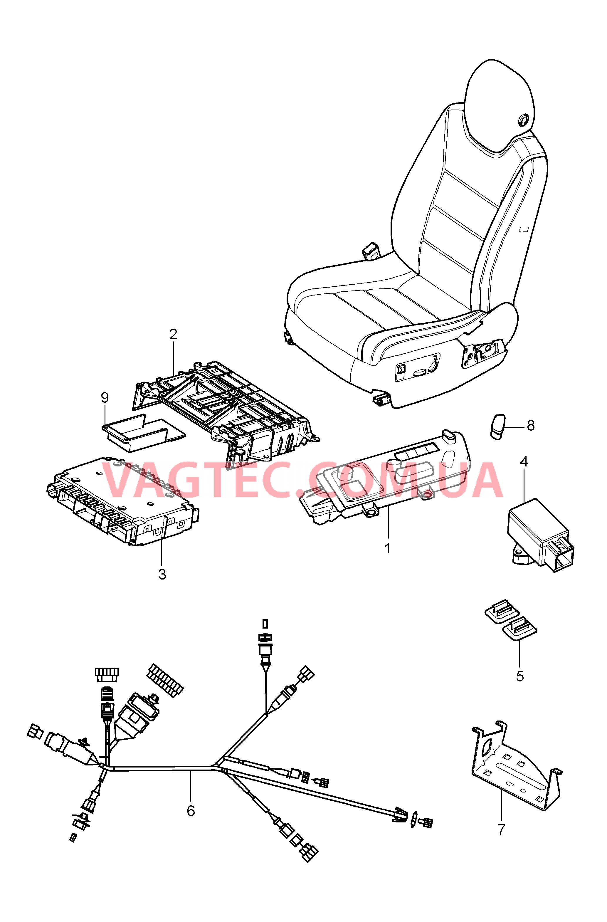 817-030 Выключатель, Регулятор сиденья, Жгуты проводов для PORSCHE Cayenne 2003-2006