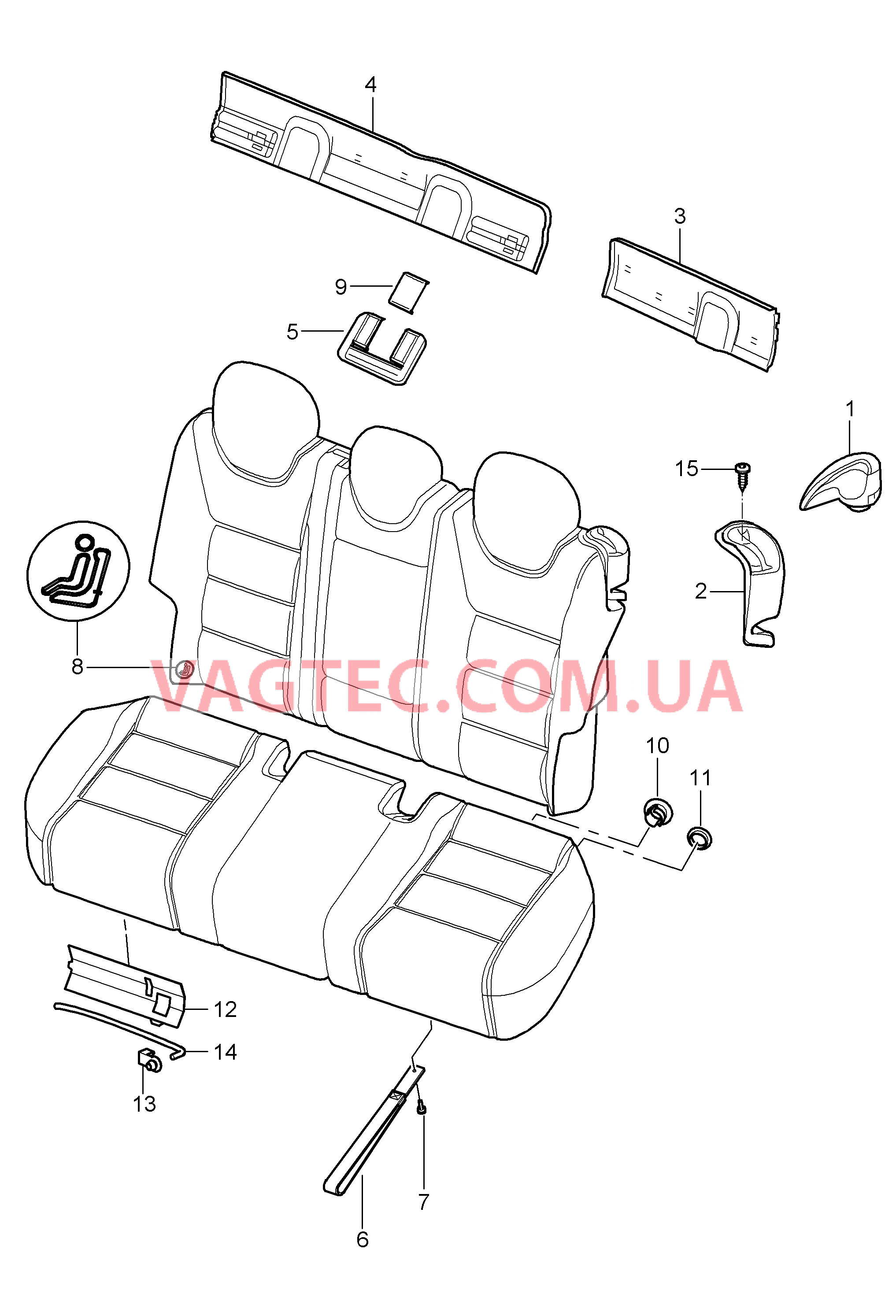 817-035 Спинка заднего сиденья, Панель для PORSCHE Cayenne 2003-2006USA