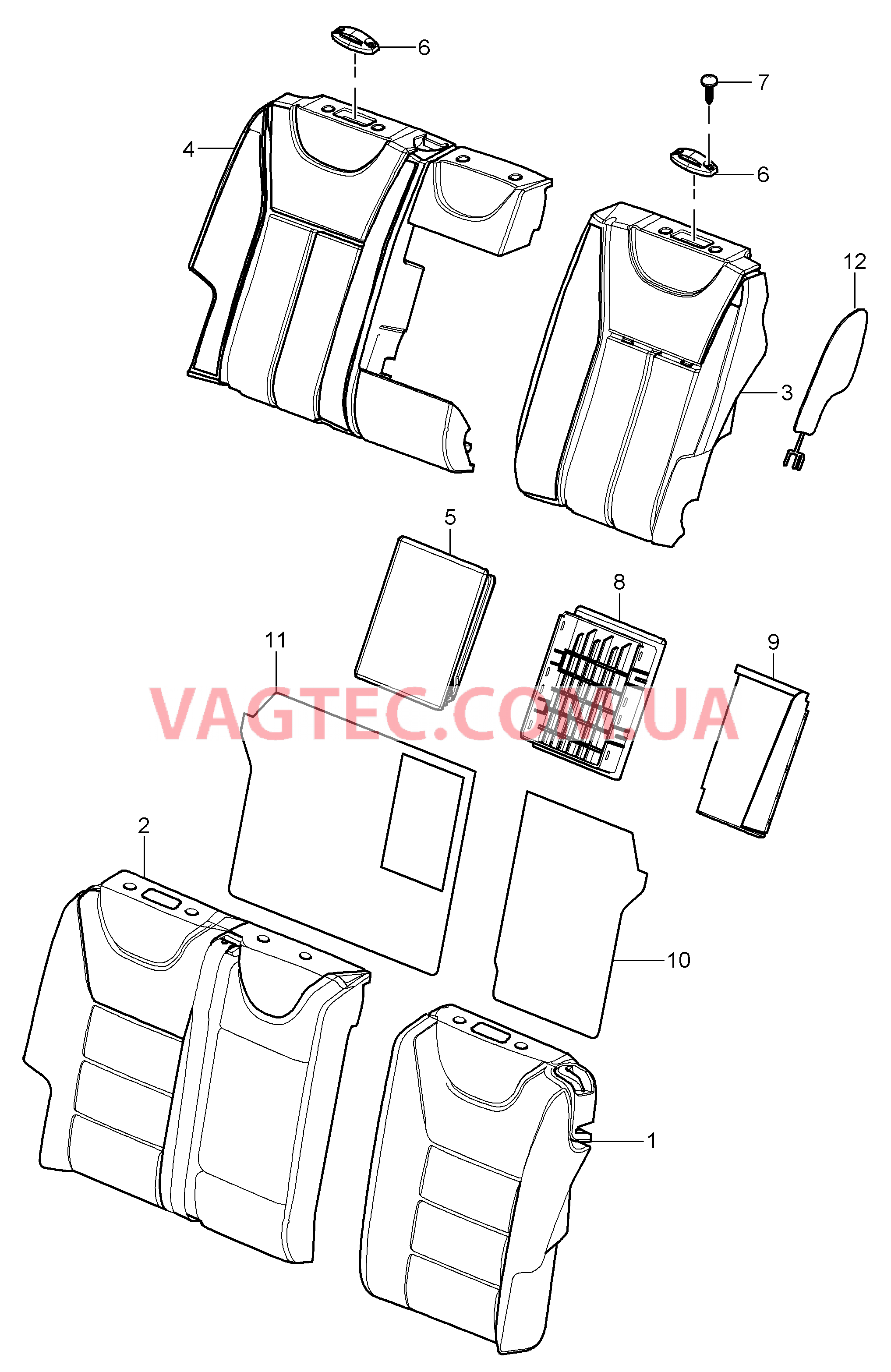 817-045 Покрытие, Спинка заднего сиденья, Пенопласт.комп. для PORSCHE Cayenne 2003-2006