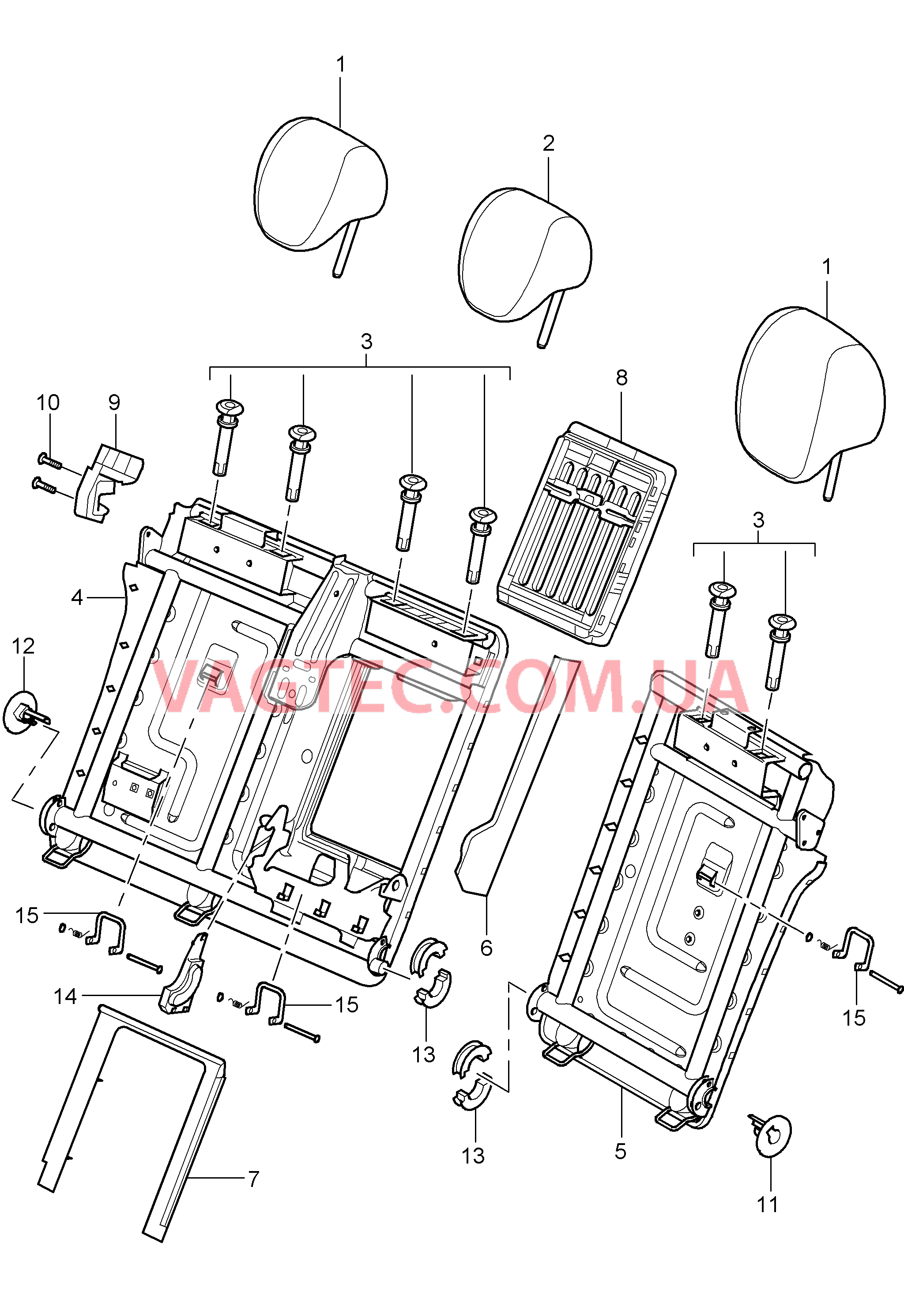 817-050 Подголовник, Детали, Каркас спинки для PORSCHE Cayenne 2003-2006USA