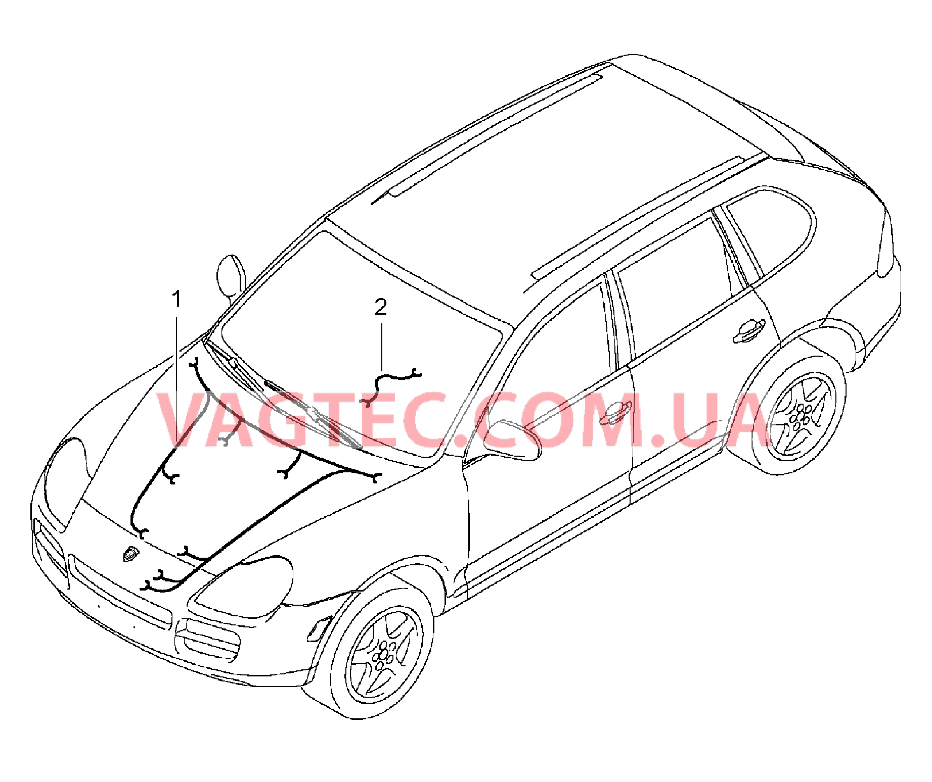 902-007 Жгуты проводов, Моторный отсек, Коробка переключения передач для PORSCHE Cayenne 2003-2006USA