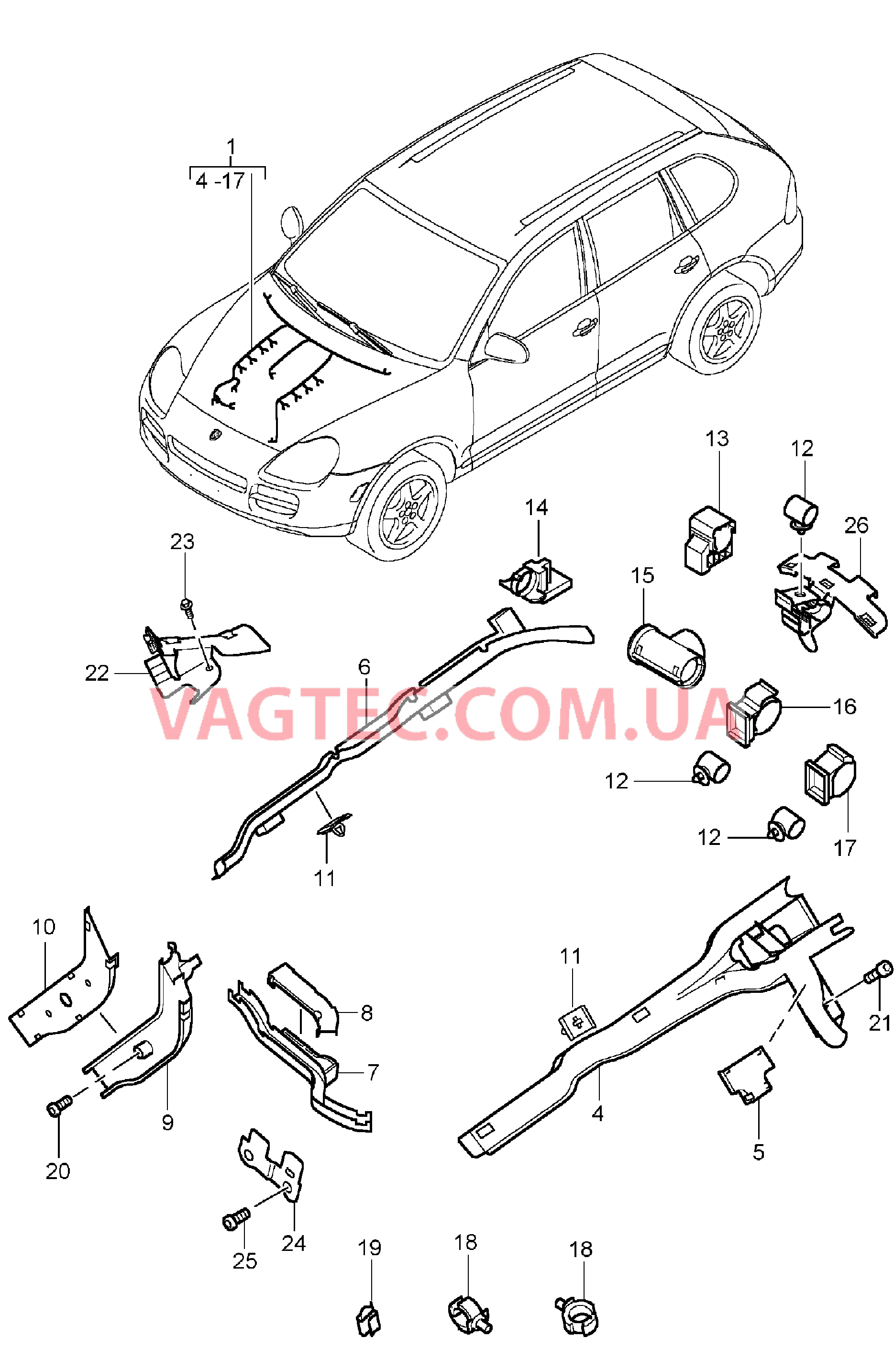 902-008 Жгуты проводов, Двигатель
						
						ID9K/D9L для PORSCHE Cayenne 2003-2006