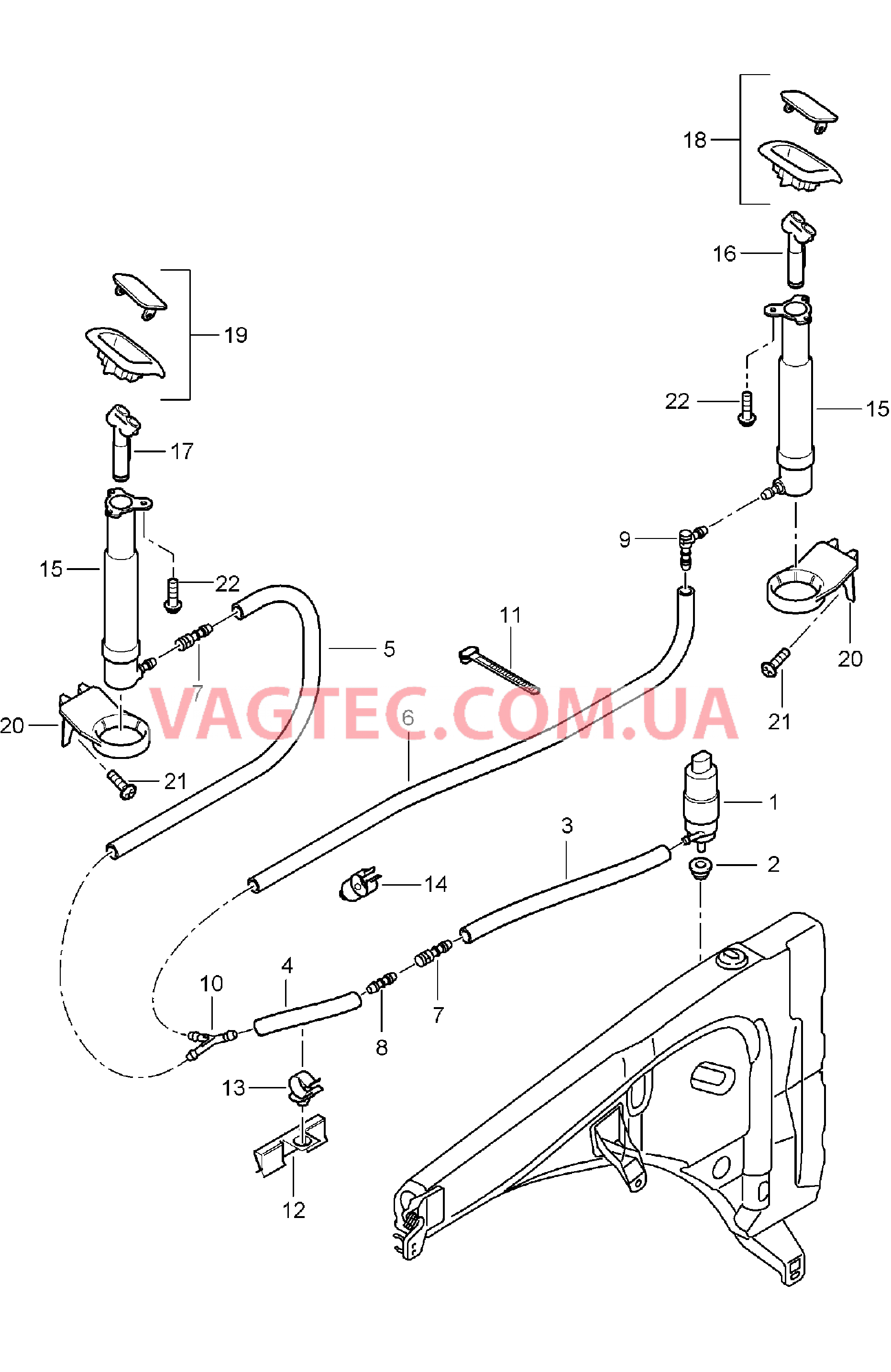 904-020 Система очистки фар для PORSCHE Cayenne 2003-2006