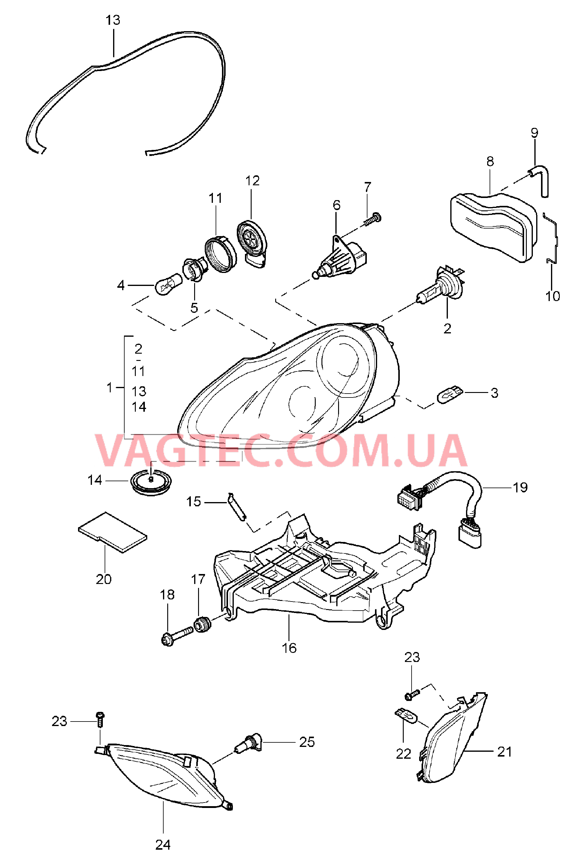 905-000 Фара, Боковой габаритный огонь, Противотуманная фара для PORSCHE Cayenne 2003-2006USA