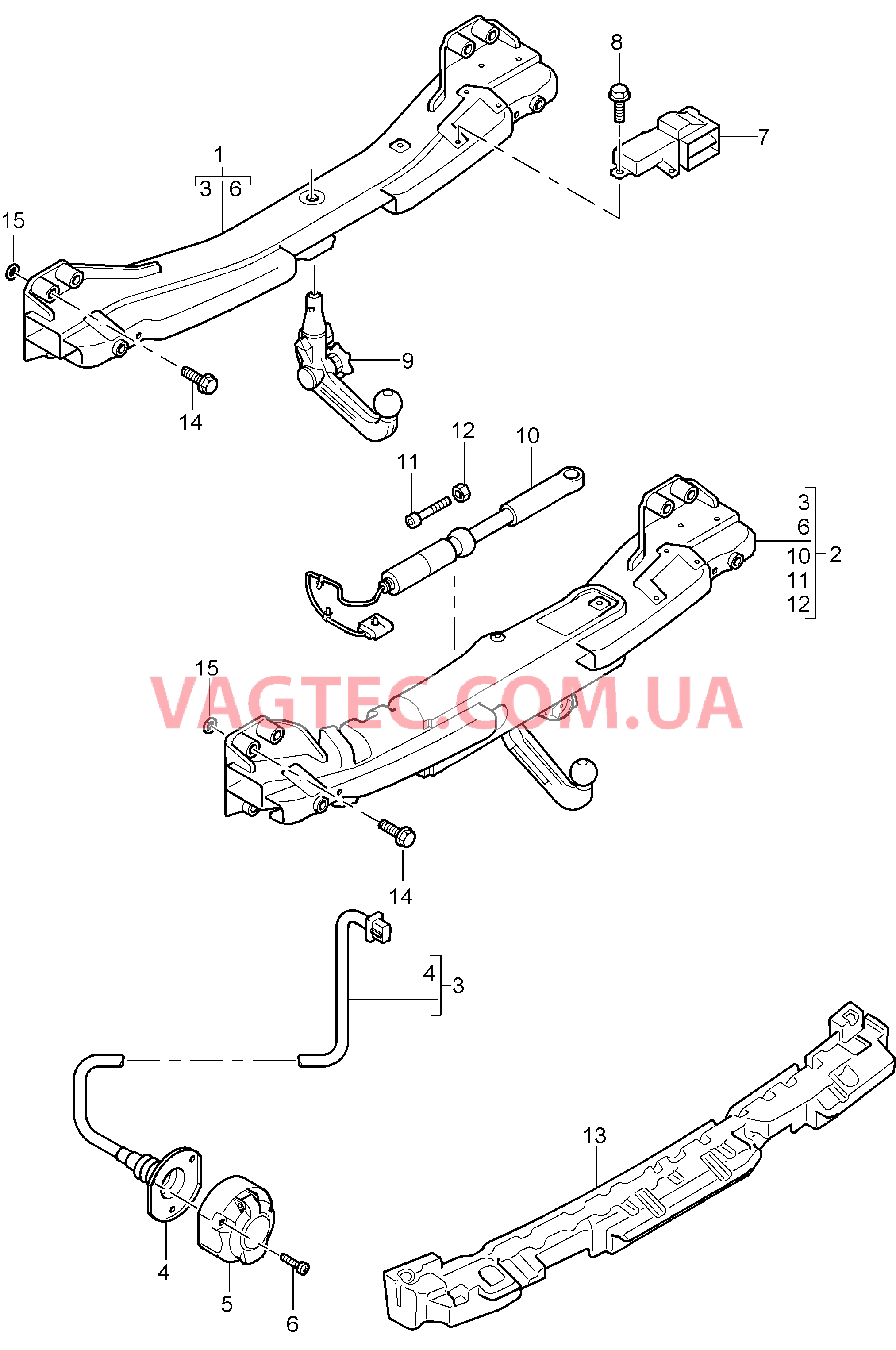 002-000 Тягово-сцепное устройство для PORSCHE Cayenne 2003-2006USA