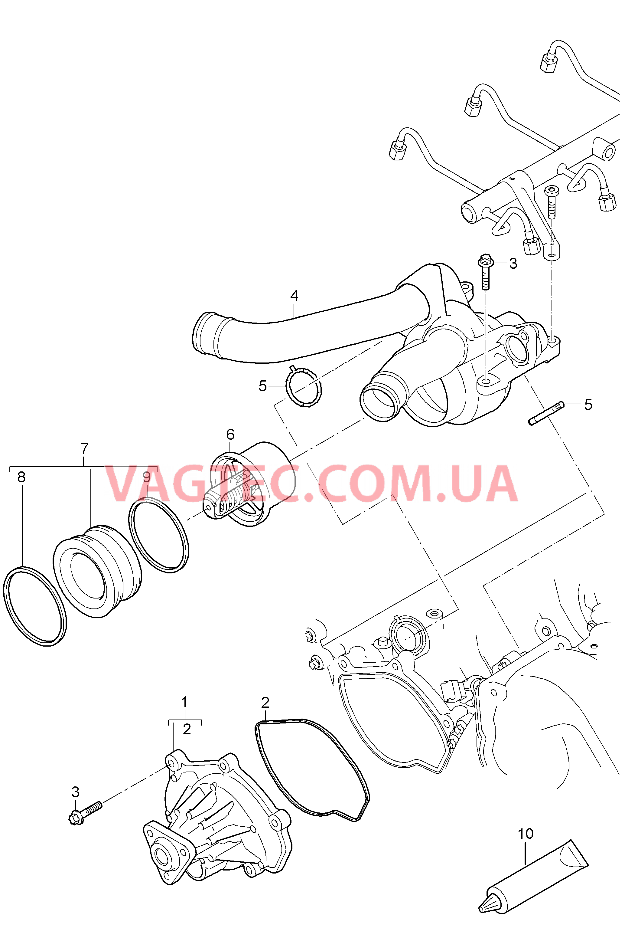 105-000 Водяной насос, Корпус термостата
						
						M48.01/51 для PORSCHE Cayenne 2007-2010USA