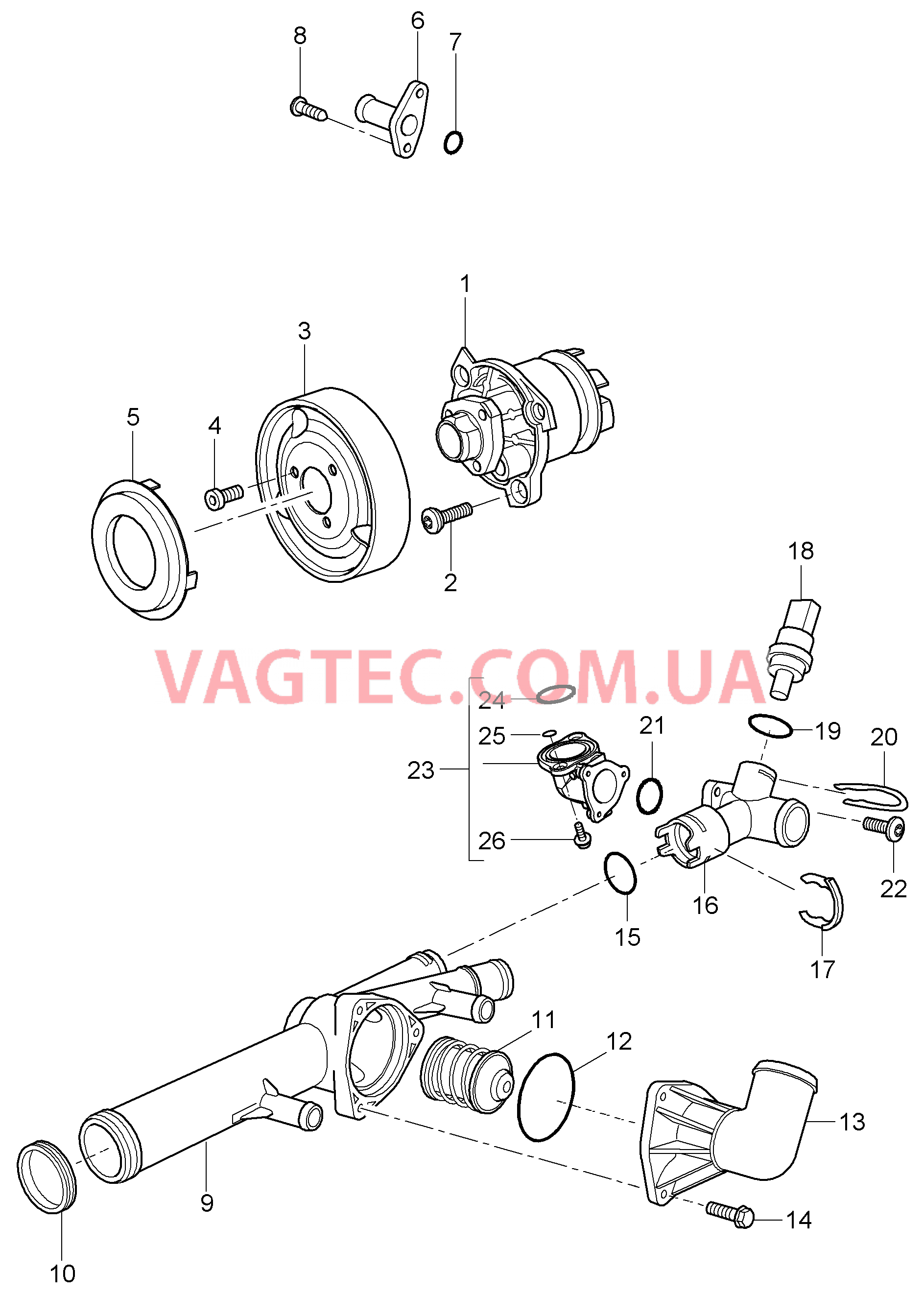 105-005 Водяной насос, Корпус термостата
						
						M55.01 для PORSCHE Cayenne 2007-2010USA