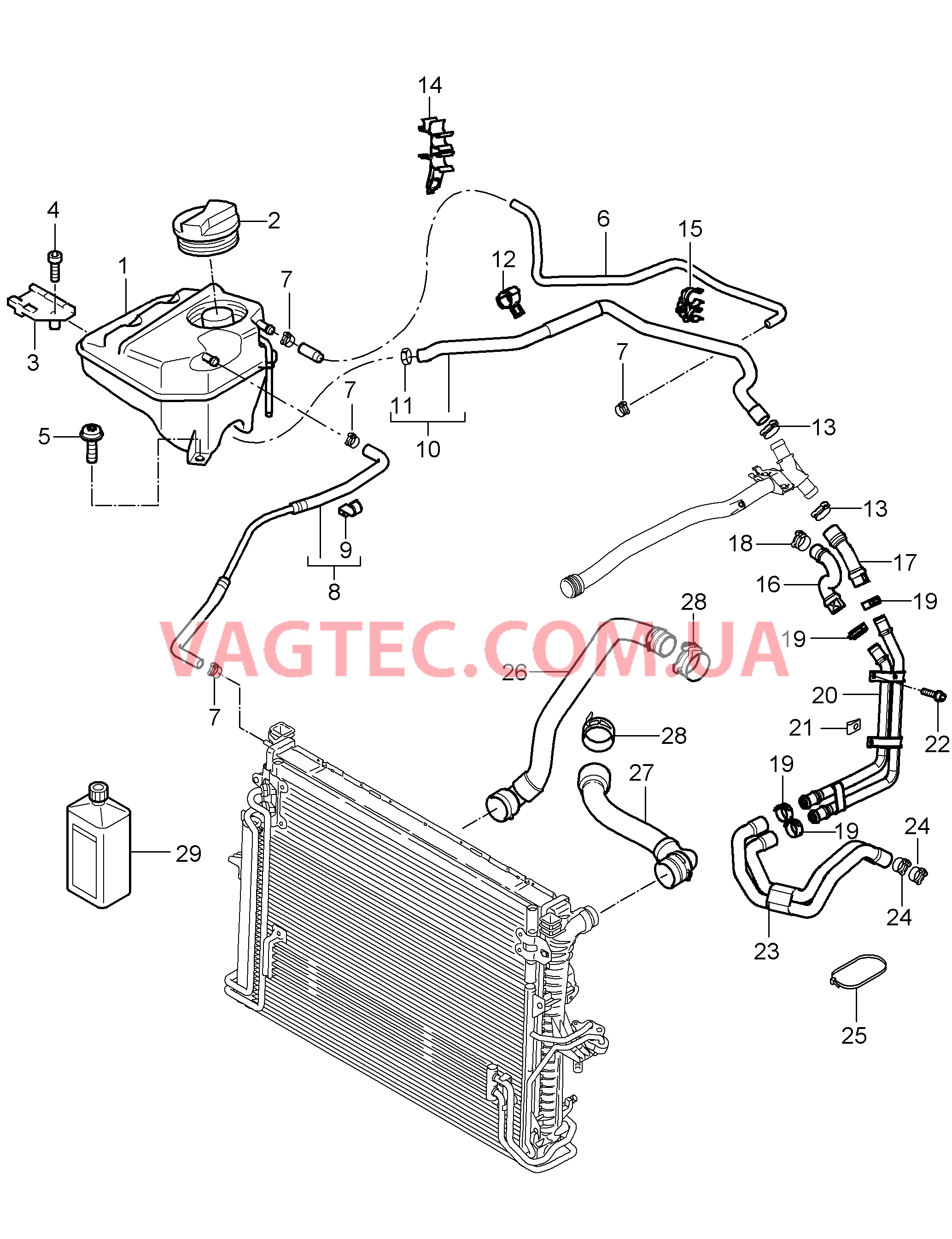 105-030 Водяное охлаждение 4, Водяной резервуар
						
						ID5V/D5Z для PORSCHE Cayenne 2007-2010