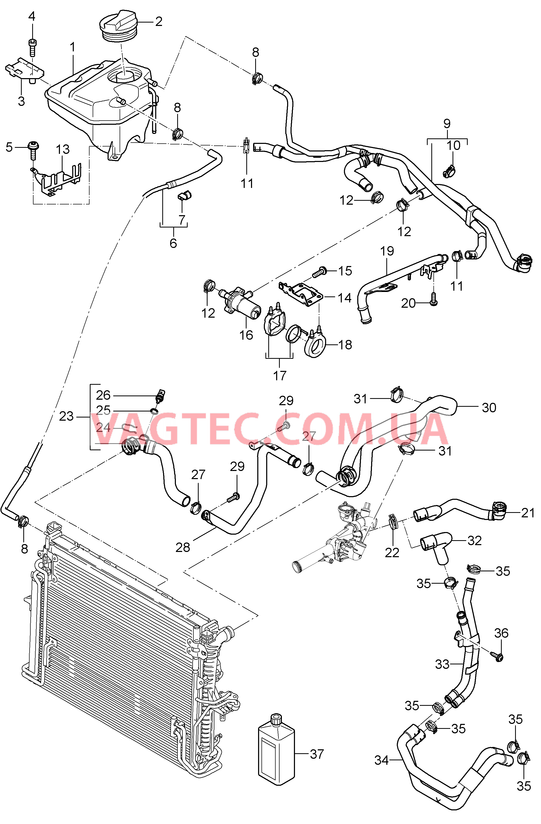 105-035 Водяное охлаждение 4, Водяной резервуар
						
						ID5X для PORSCHE Cayenne 2007-2010USA