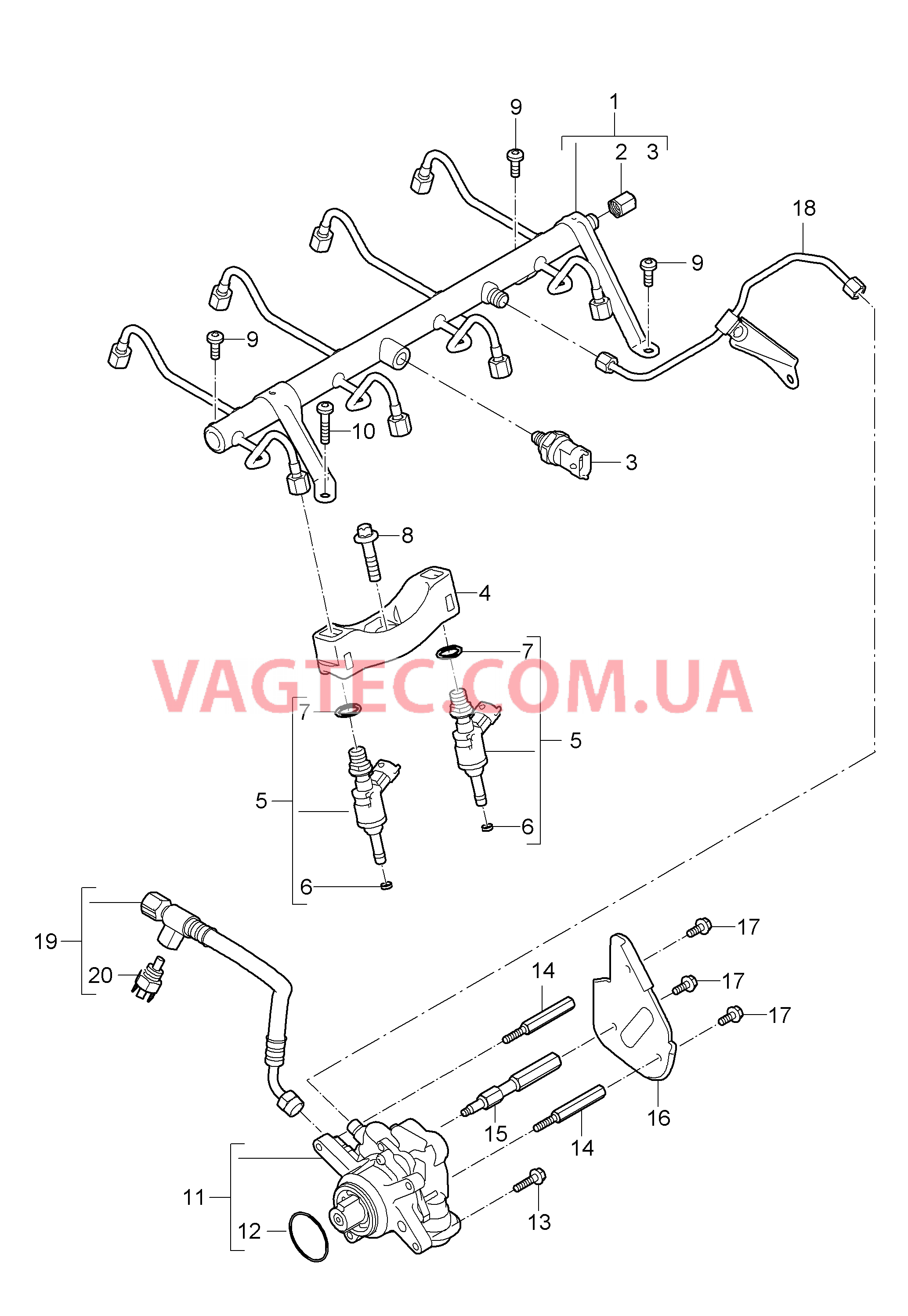 107-005 Топливная магистраль, Форсунка высокого давления, Насос высокого давления
						
						M48.01/51 для PORSCHE Cayenne 2007-2010