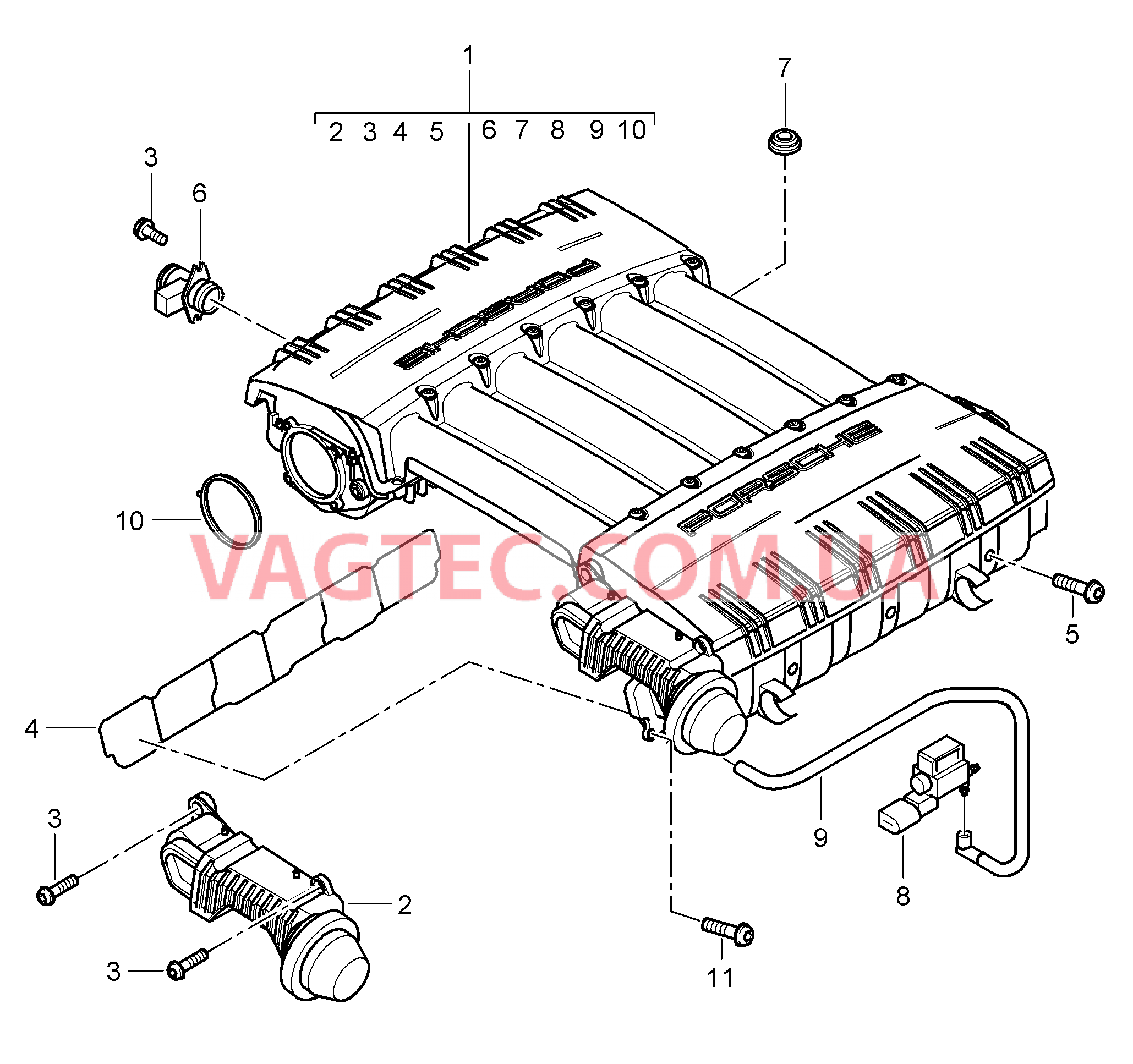 107-015 Впускной коллектор
						
						M55.01 для PORSCHE Cayenne 2007-2010USA