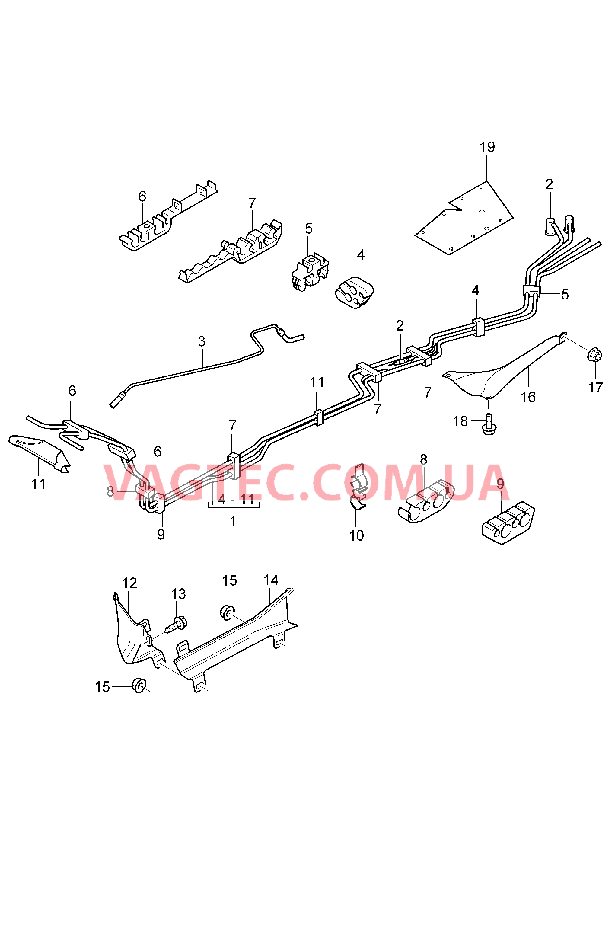 201-015 Топливная система, Топливная магистраль, Днище кузова для PORSCHE Cayenne 2007-2010