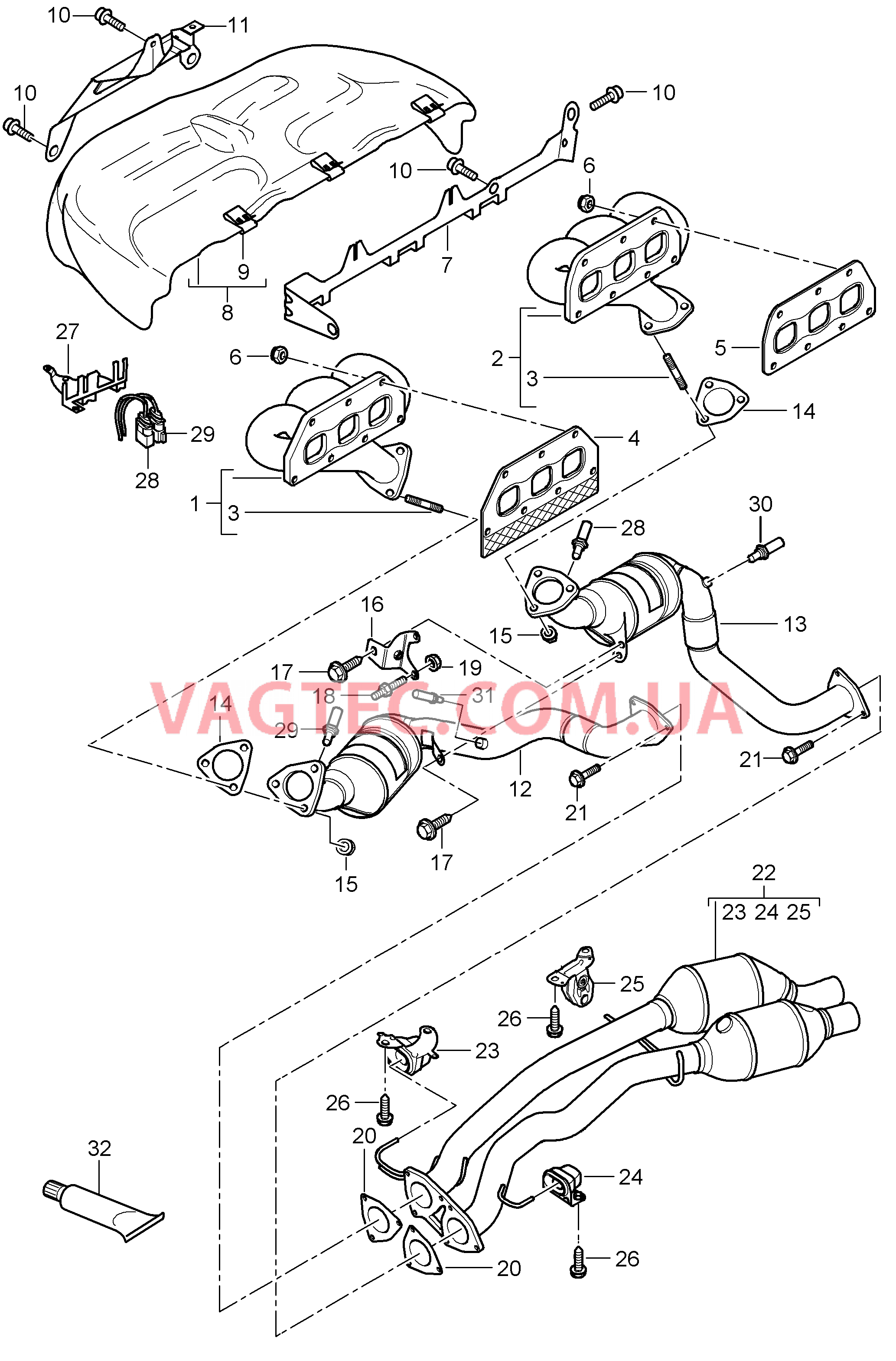 202-010 Выпускная система, Выпускной коллектор, Катализатор
						
						ID5X для PORSCHE Cayenne 2007-2010