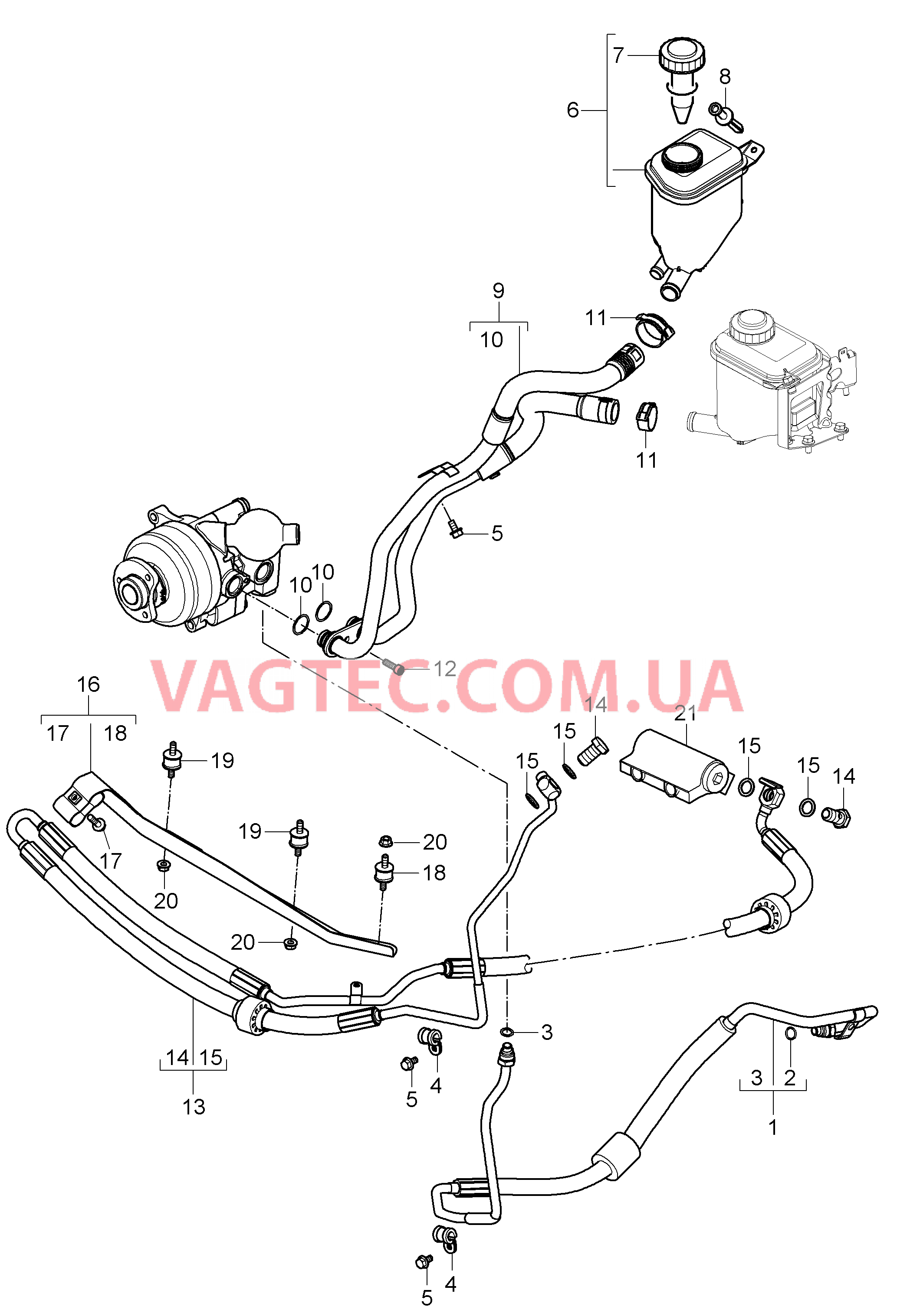 403-010 Рул.управ.с усилителем, Линии, Бачок для масла, не приведенные детали, см. таблицу-вклейку, 4/03/01
						
						ID5V/D5Z/0AW, I0AW для PORSCHE Cayenne 2007-2010USA