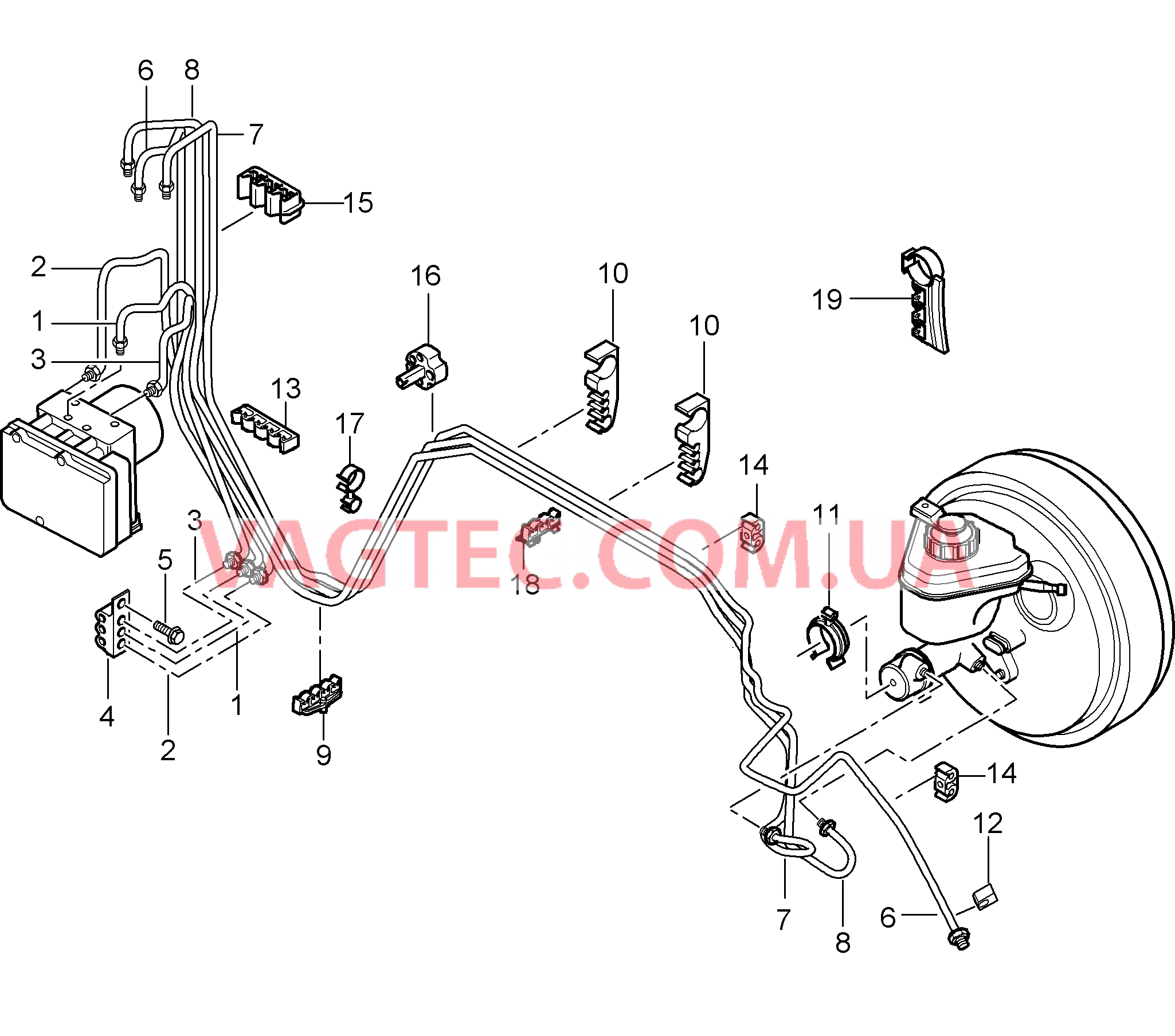 604-005 Тормозные магистрали, Передняя часть кузова для PORSCHE Cayenne 2007-2010