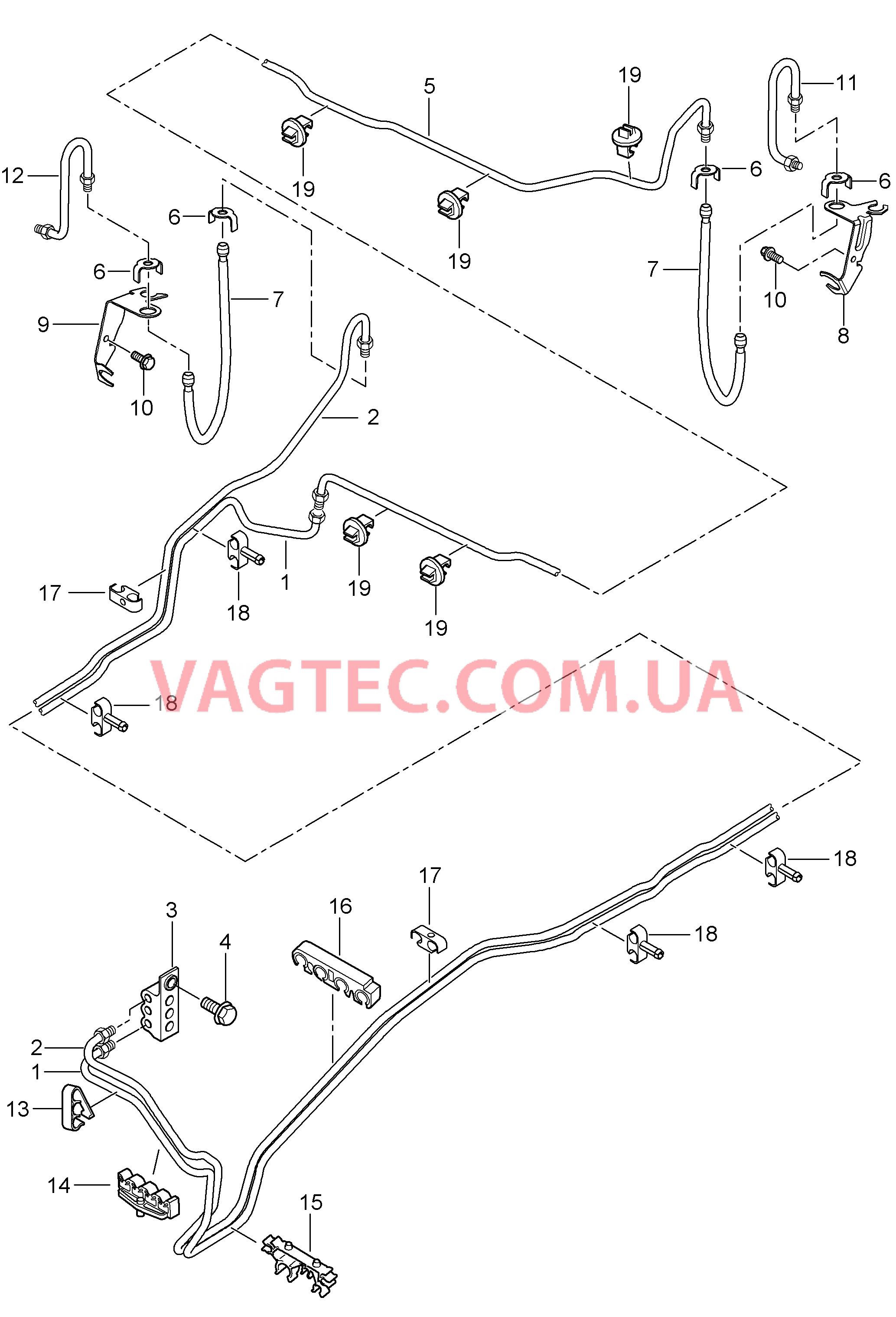 604-015 Тормозные магистрали, Днище кузова, Задняя ось для PORSCHE Cayenne 2007-2010USA