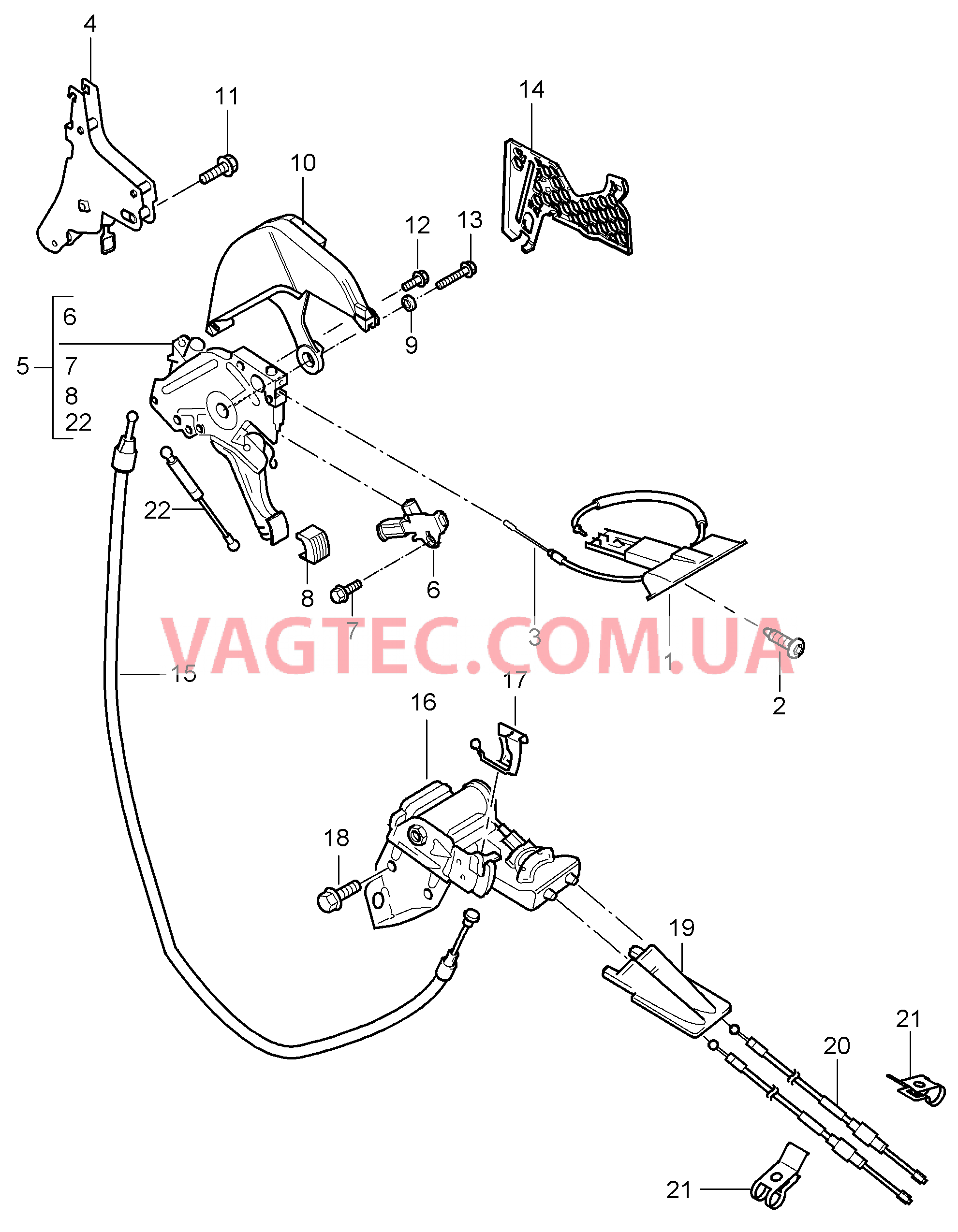 701-005 Ножной стояночный тормоз, Задействование для PORSCHE Cayenne 2007-2010USA