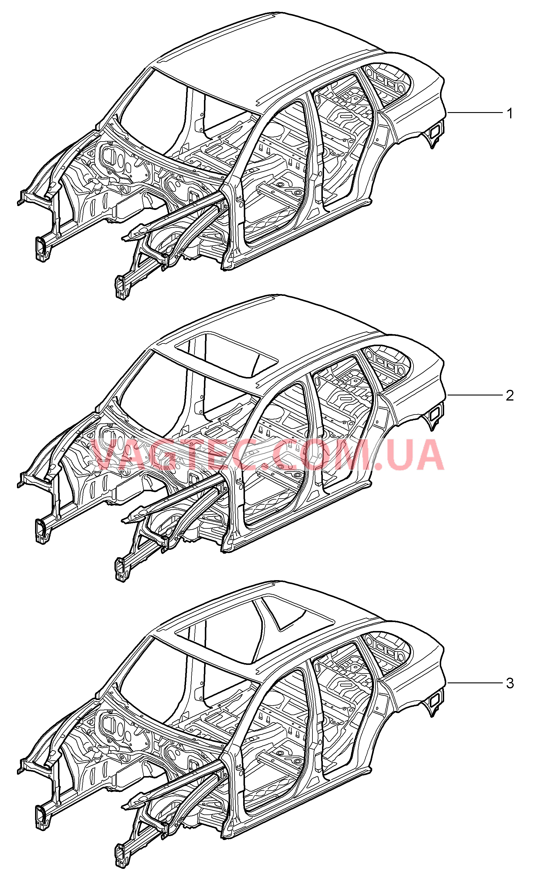 801-000 Силовая структура кузова для PORSCHE Cayenne 2007-2010USA