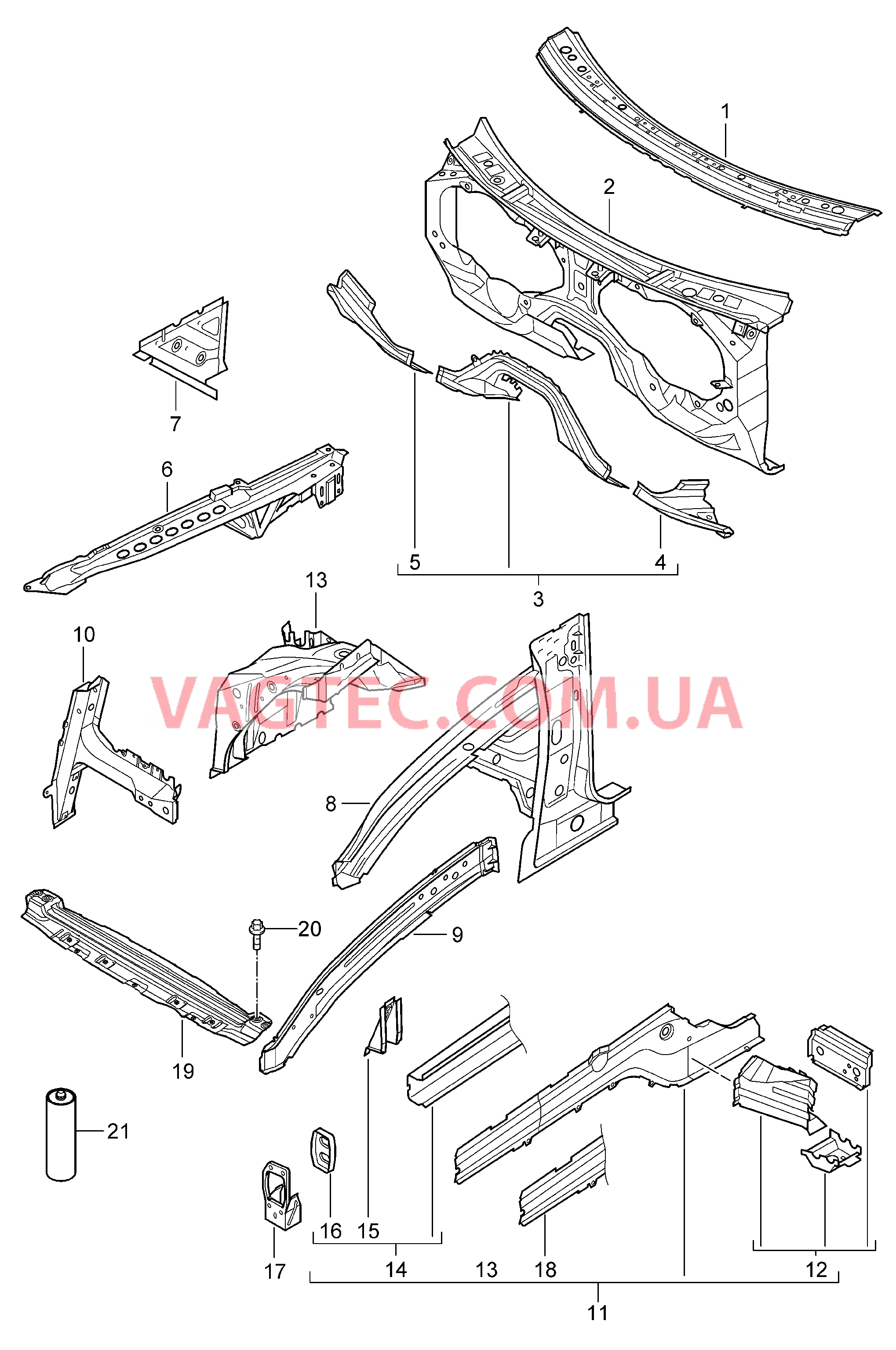 801-010 Передняя часть кузова, Отдельные детали для PORSCHE Cayenne 2007-2010