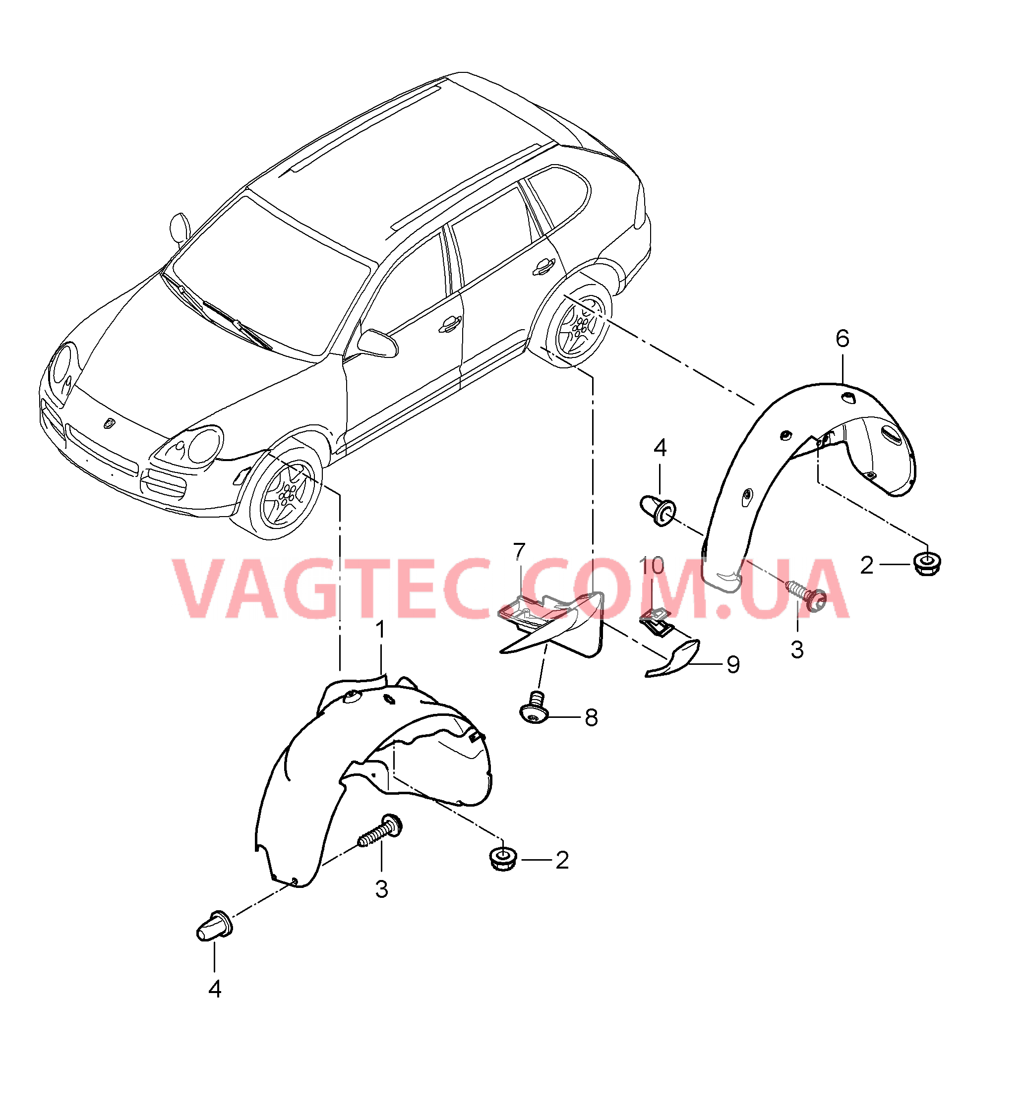 801-075 Обшивка, Колесная ниша для PORSCHE Cayenne 2007-2010USA