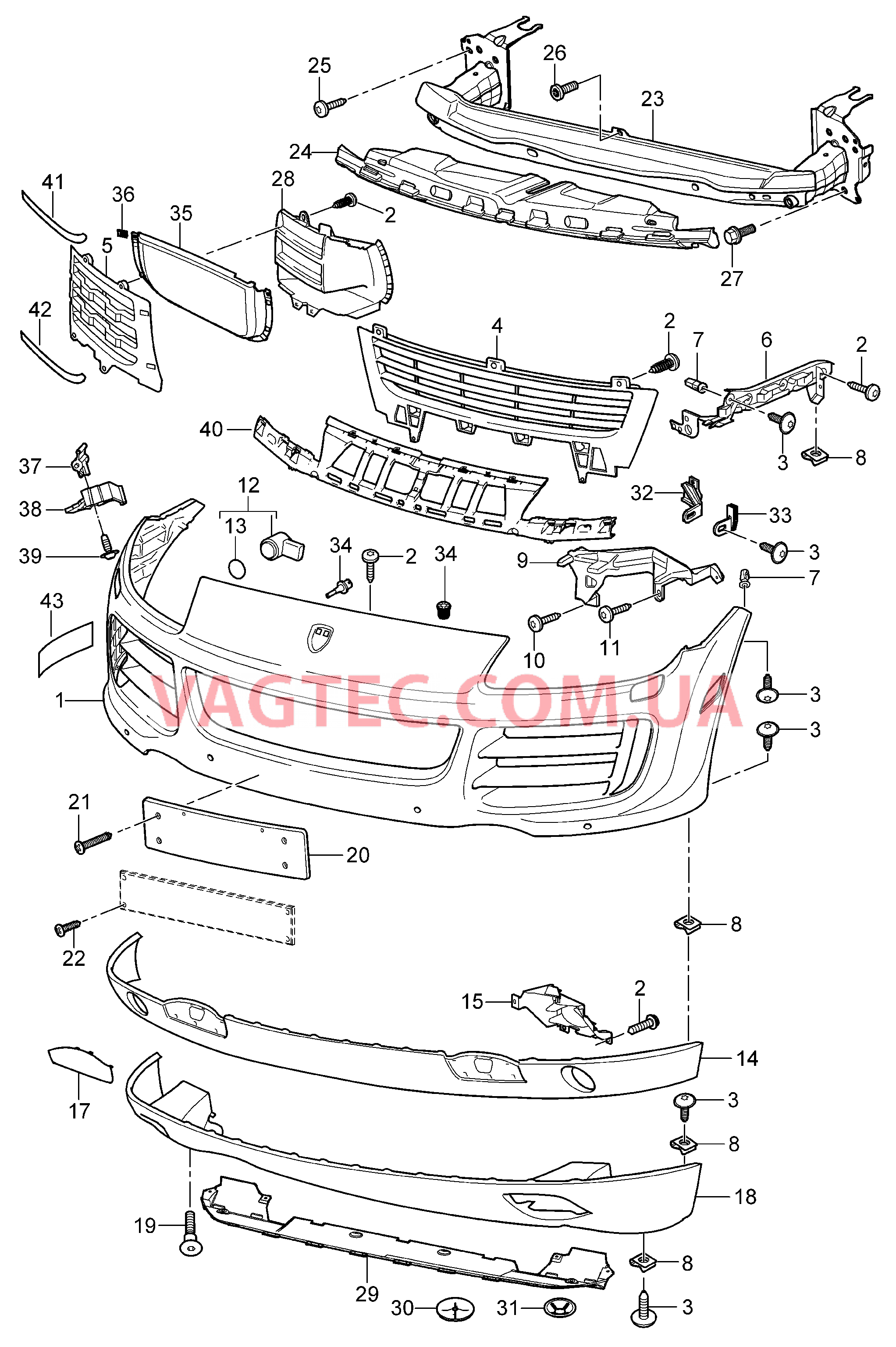 802-000 Обшивка, передний для PORSCHE Cayenne 2007-2010